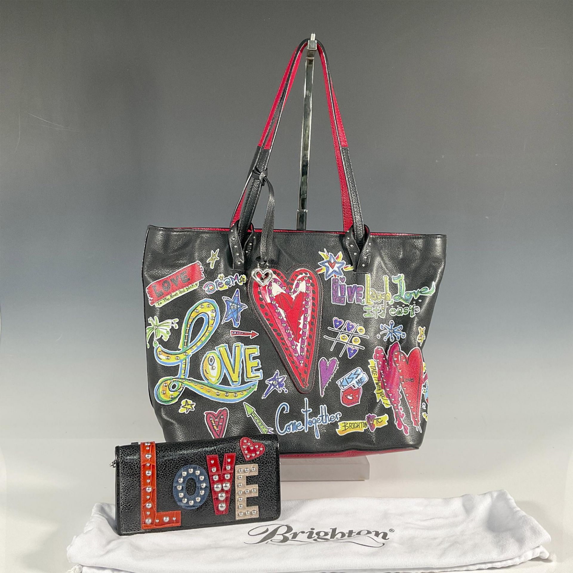 2pc Brighton Leather Love Scribble Tote + Wallet - Image 3 of 4