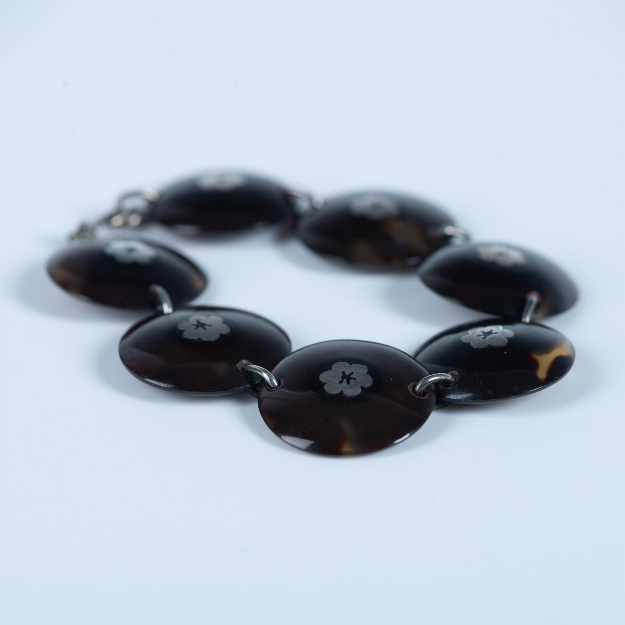 Tortoise Shell and Sterling Silver Inlay Bracelet - Image 3 of 3