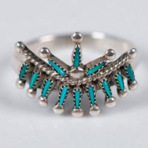 Zuni Native American Sterling Silver & Turquoise Ring