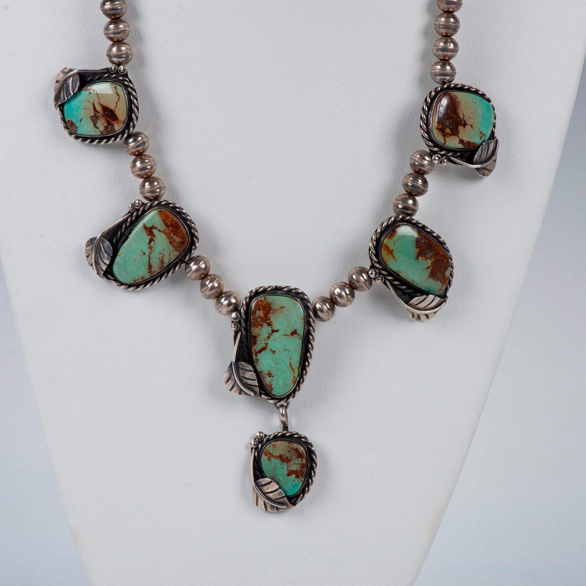 2pc Navajo Sterling Silver and Turquoise Necklace & Ring - Image 2 of 7