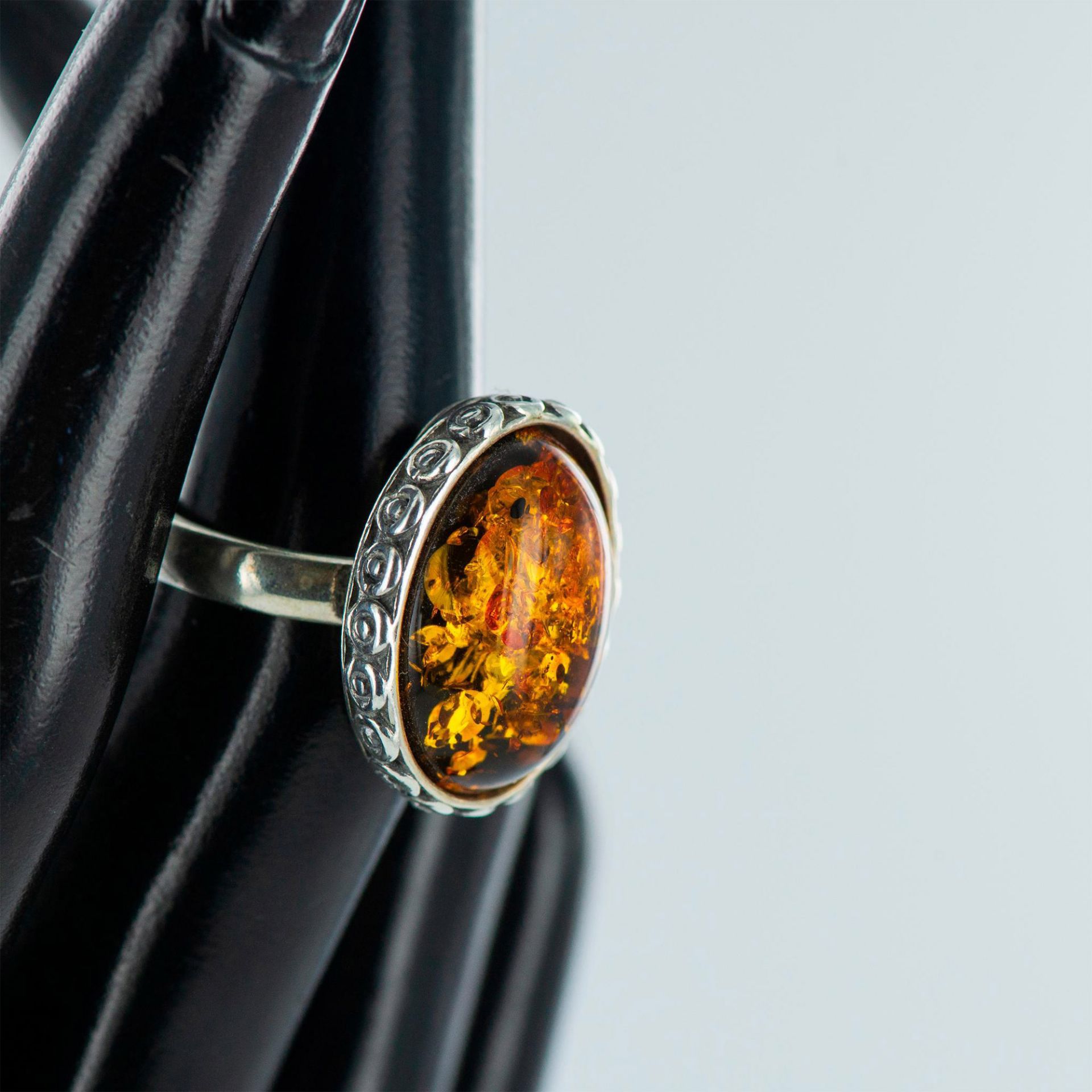 Sterling Silver and Amber Ring