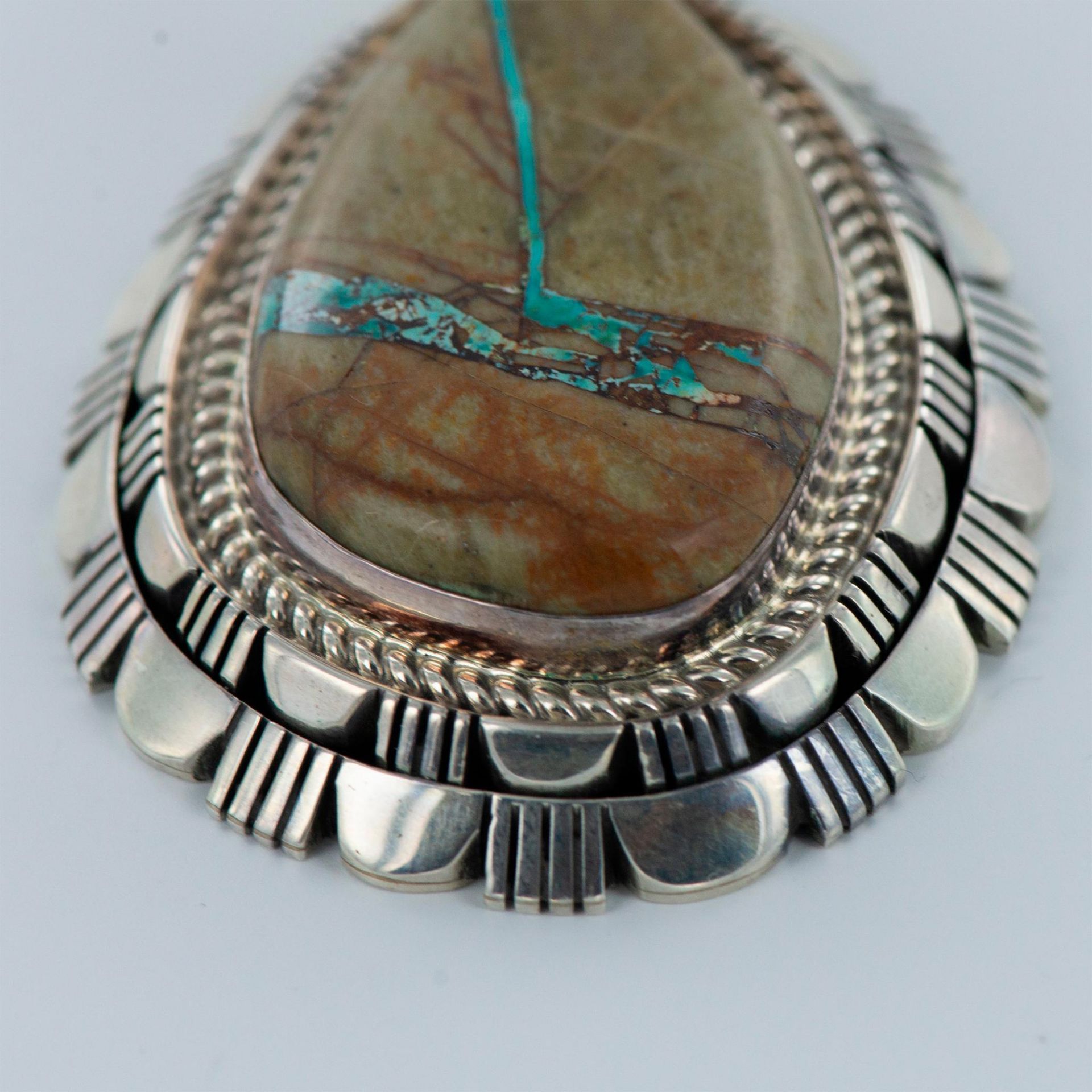 Richard Curley Navajo Turquoise and Sterling Silver Pendant - Bild 2 aus 6