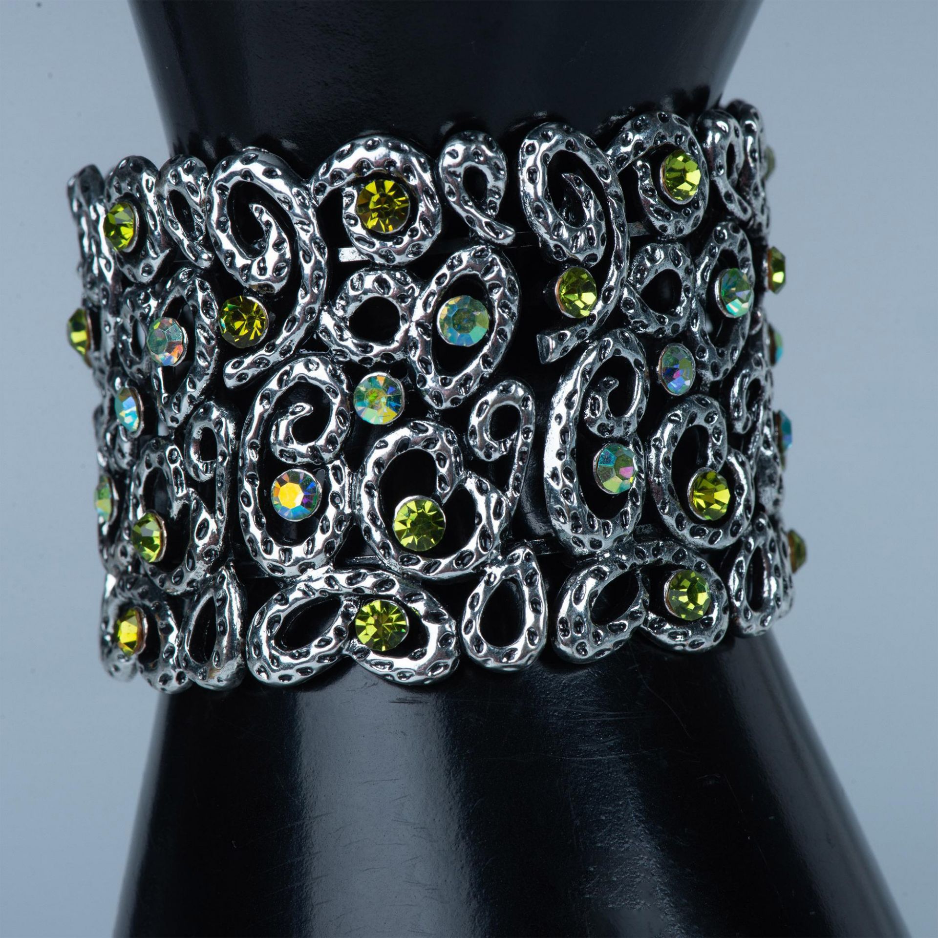 2pc Silver Tone Crystal Necklace & Rhinestone Cuff Bracelet - Image 2 of 6