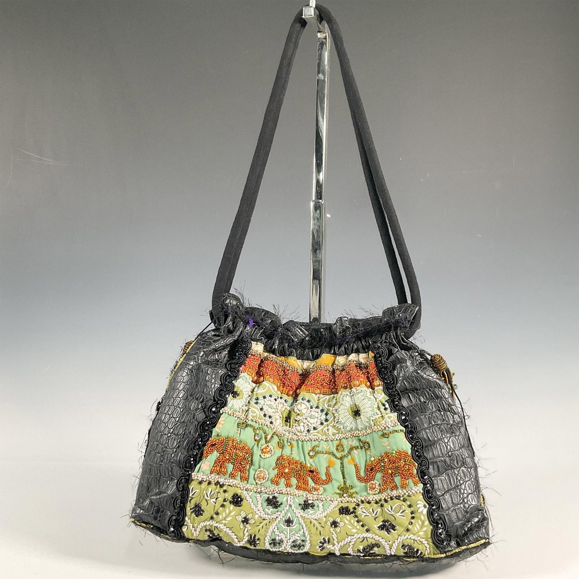 Mary Frances Shoulder Bag, Black Elephant Motif - Image 2 of 4