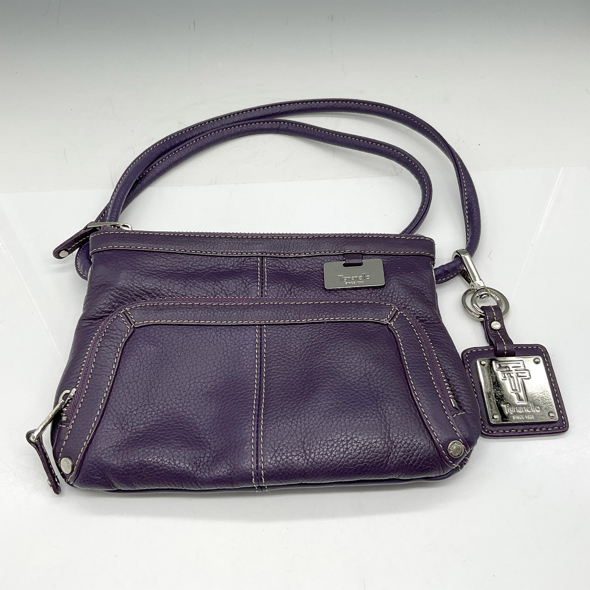 2pc Tignanello Purple Cross Body Bag + Canvas Tote - Image 2 of 6