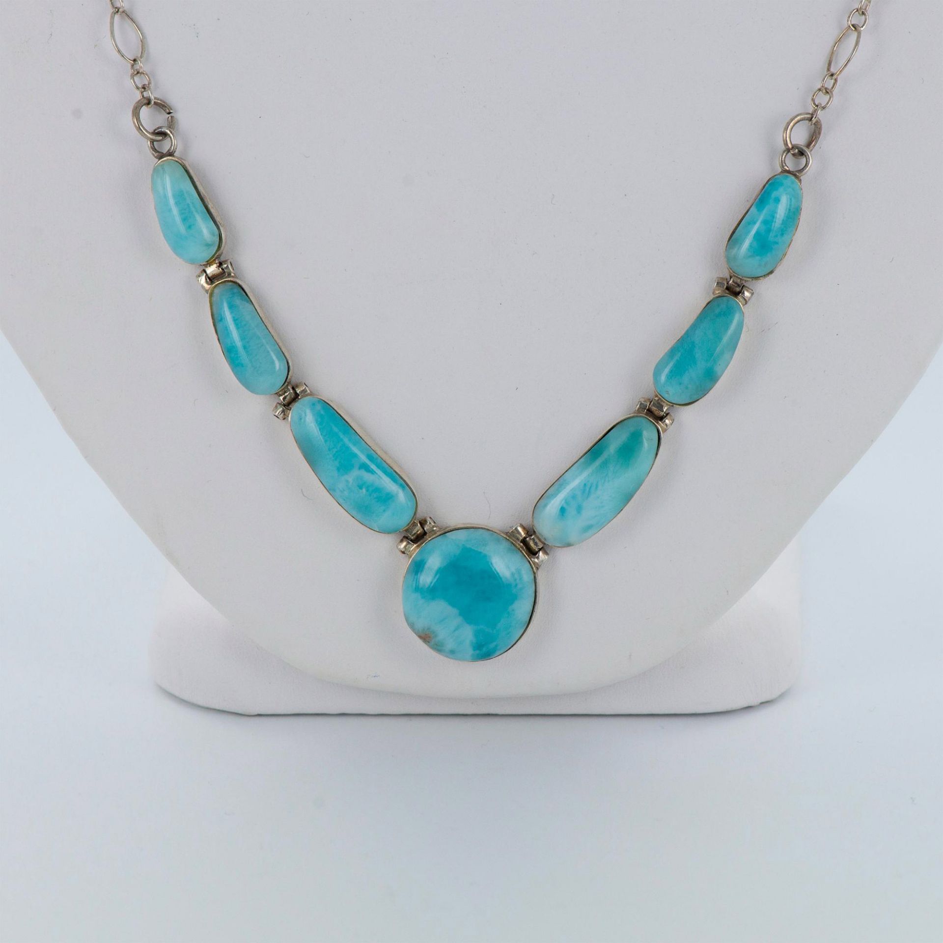 Larimar and Sterling Silver Necklace - Image 2 of 4