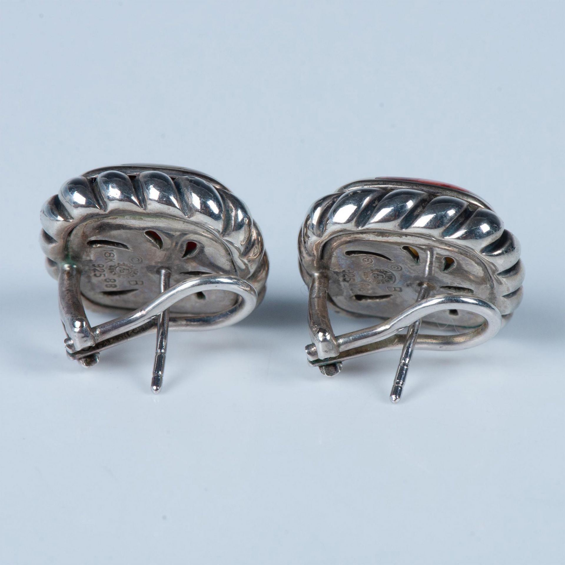 Asch Grossbardt Multi Stone Inlay Earrings - Image 3 of 6