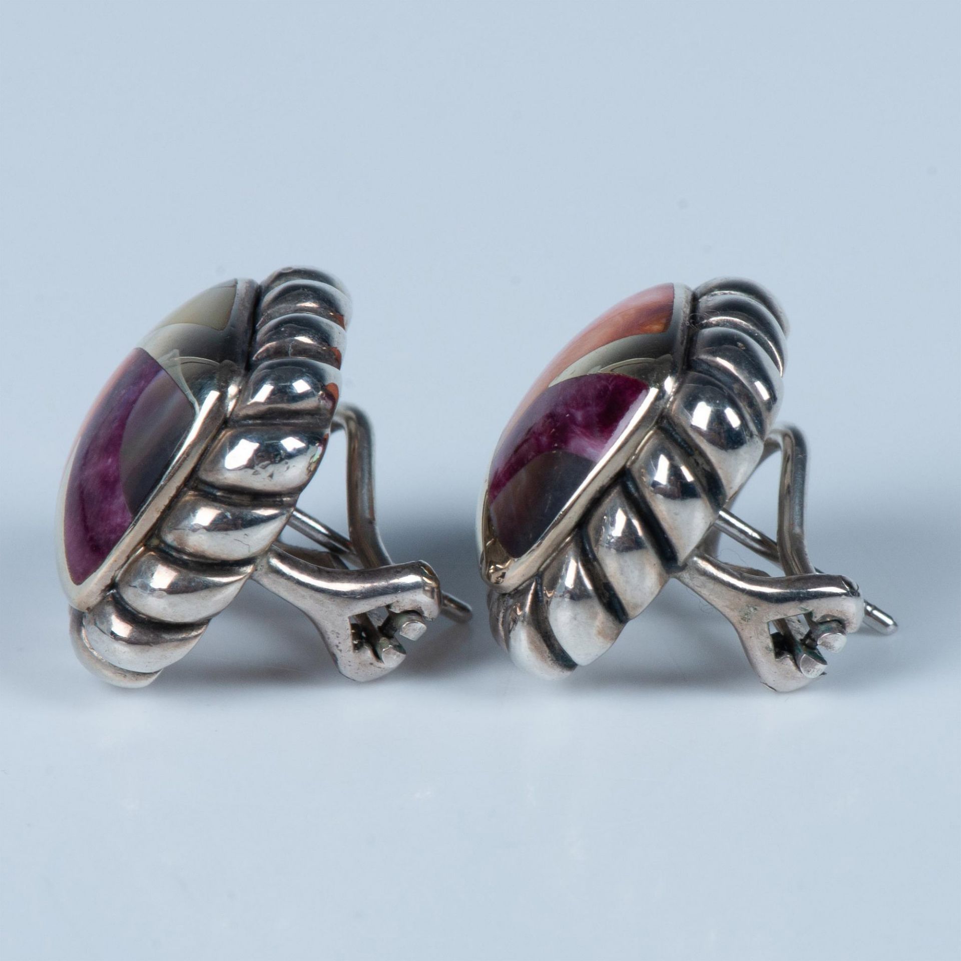 Asch Grossbardt Multi Stone Inlay Earrings - Image 2 of 6