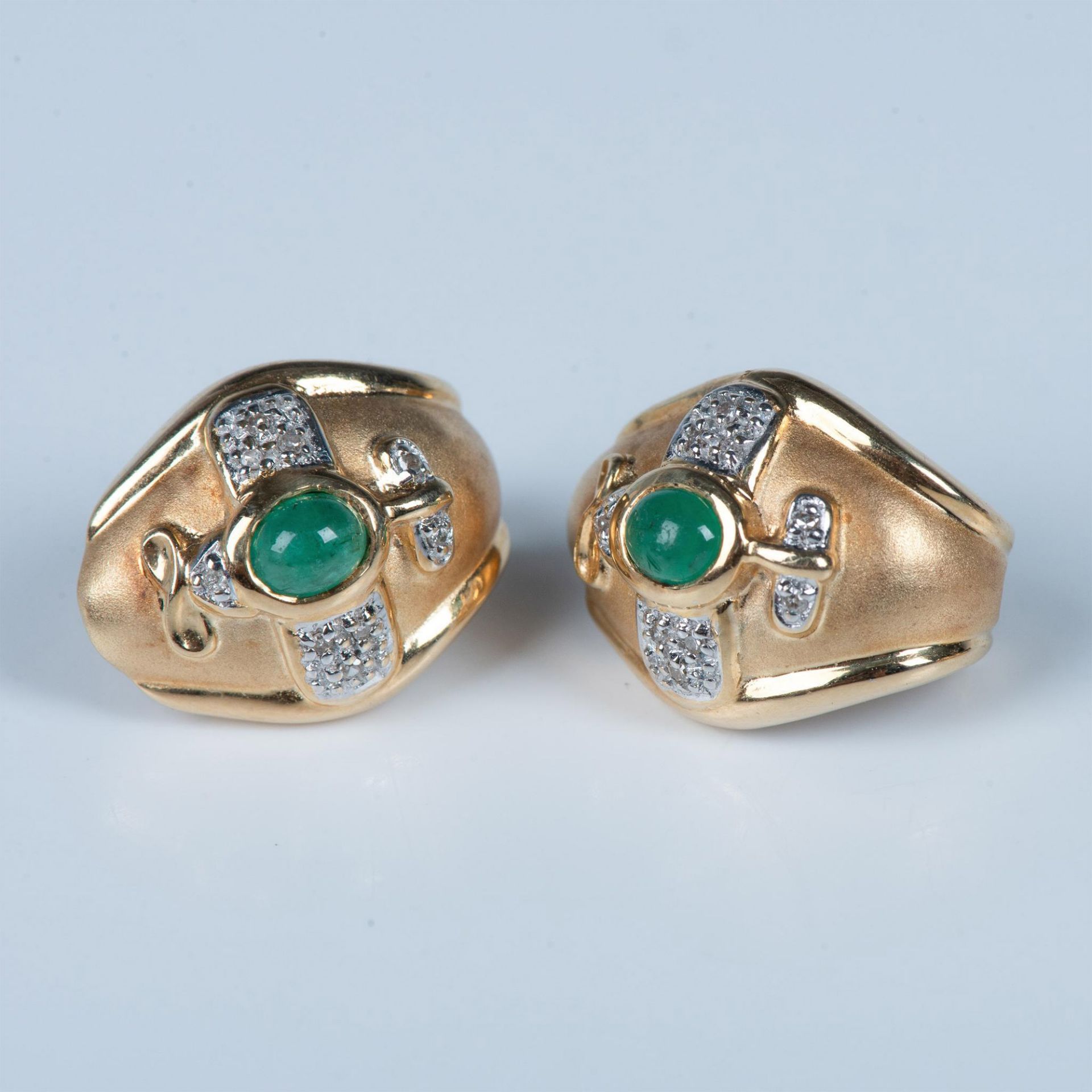 3pc 14k Gold and Emerald Ring and Earring Set - Image 5 of 7