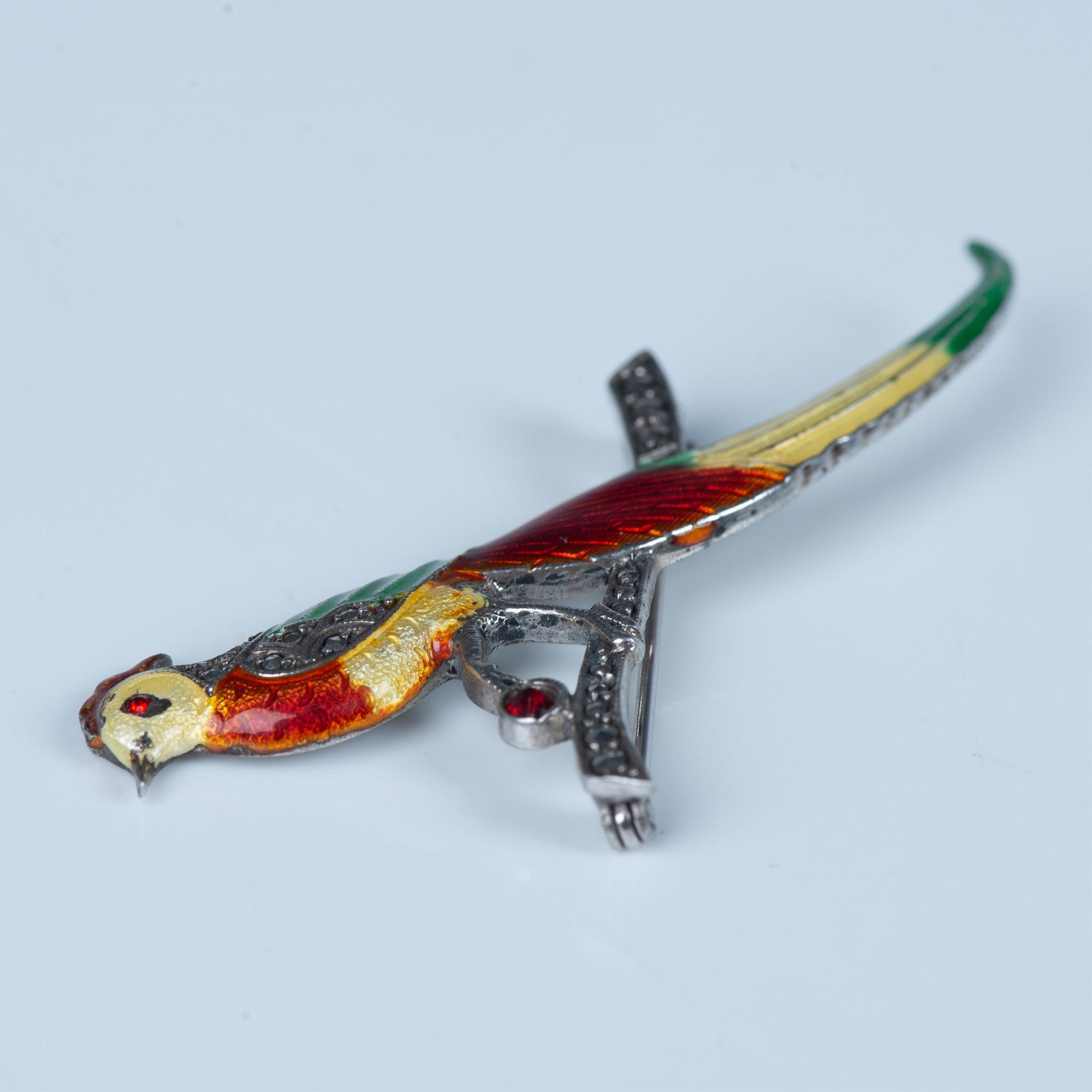 Sterling Silver and Enamel Bird Pin - Image 4 of 4