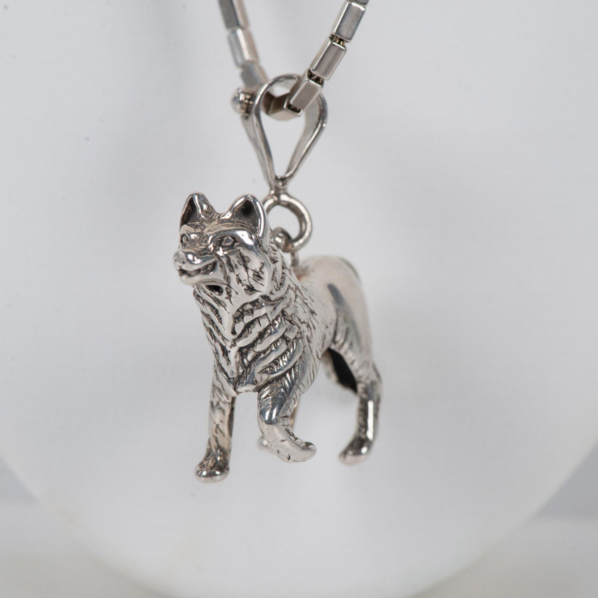 Handsome Large Sterling Silver Wolf Pendant Necklace - Bild 3 aus 4