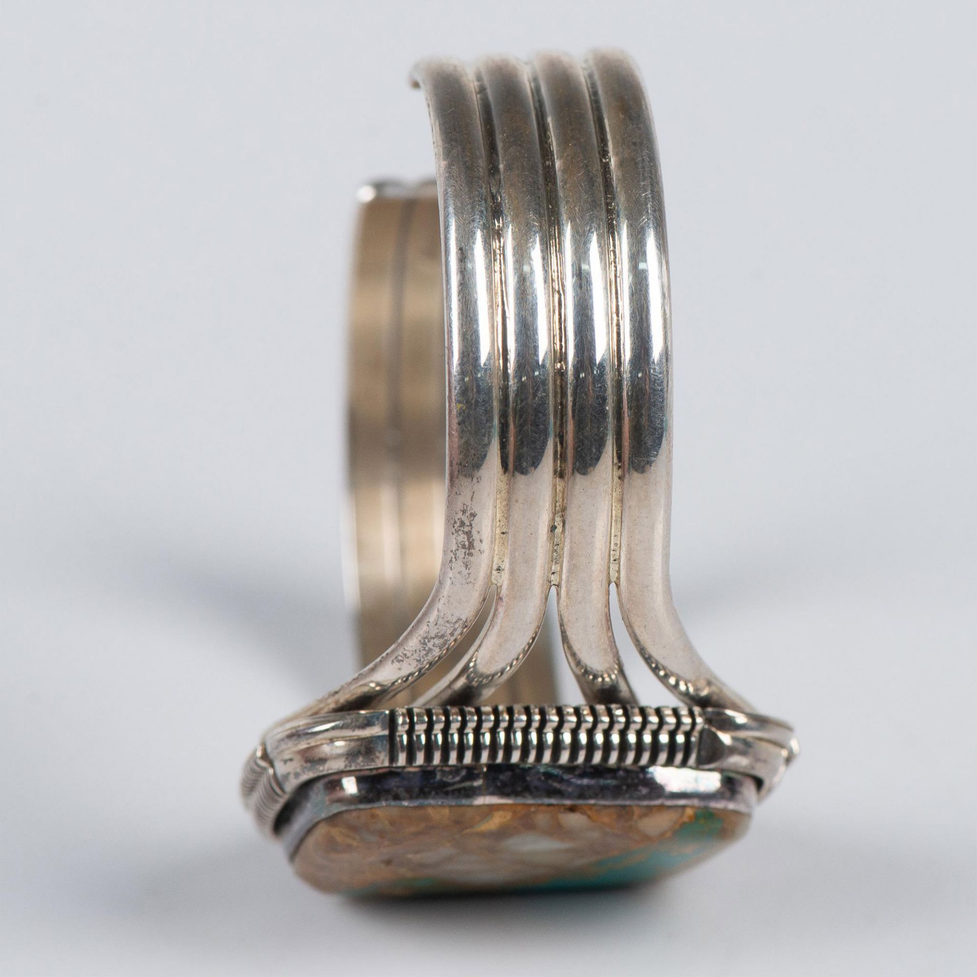 L. Yazzie Sterling Silver and Turquoise Cuff Bracelet - Image 6 of 6