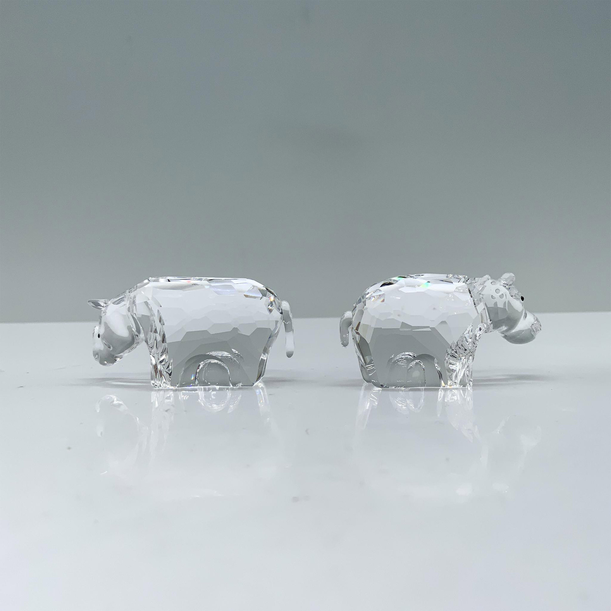 2pc Swarovski Crystal Figurines, Hippo 622940, Rhino 622941 - Image 2 of 3