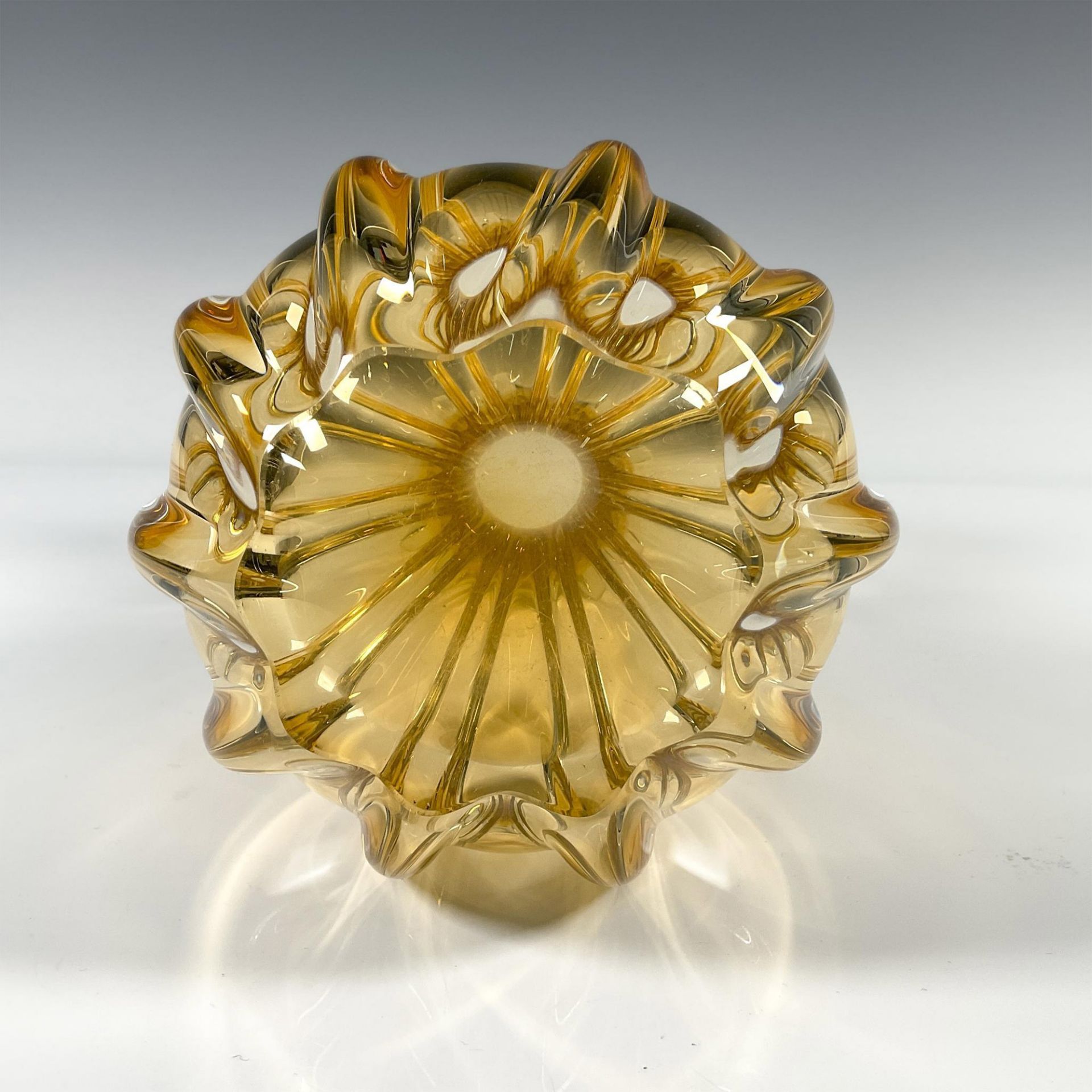 Amber Colored Crystal Vase - Image 3 of 3