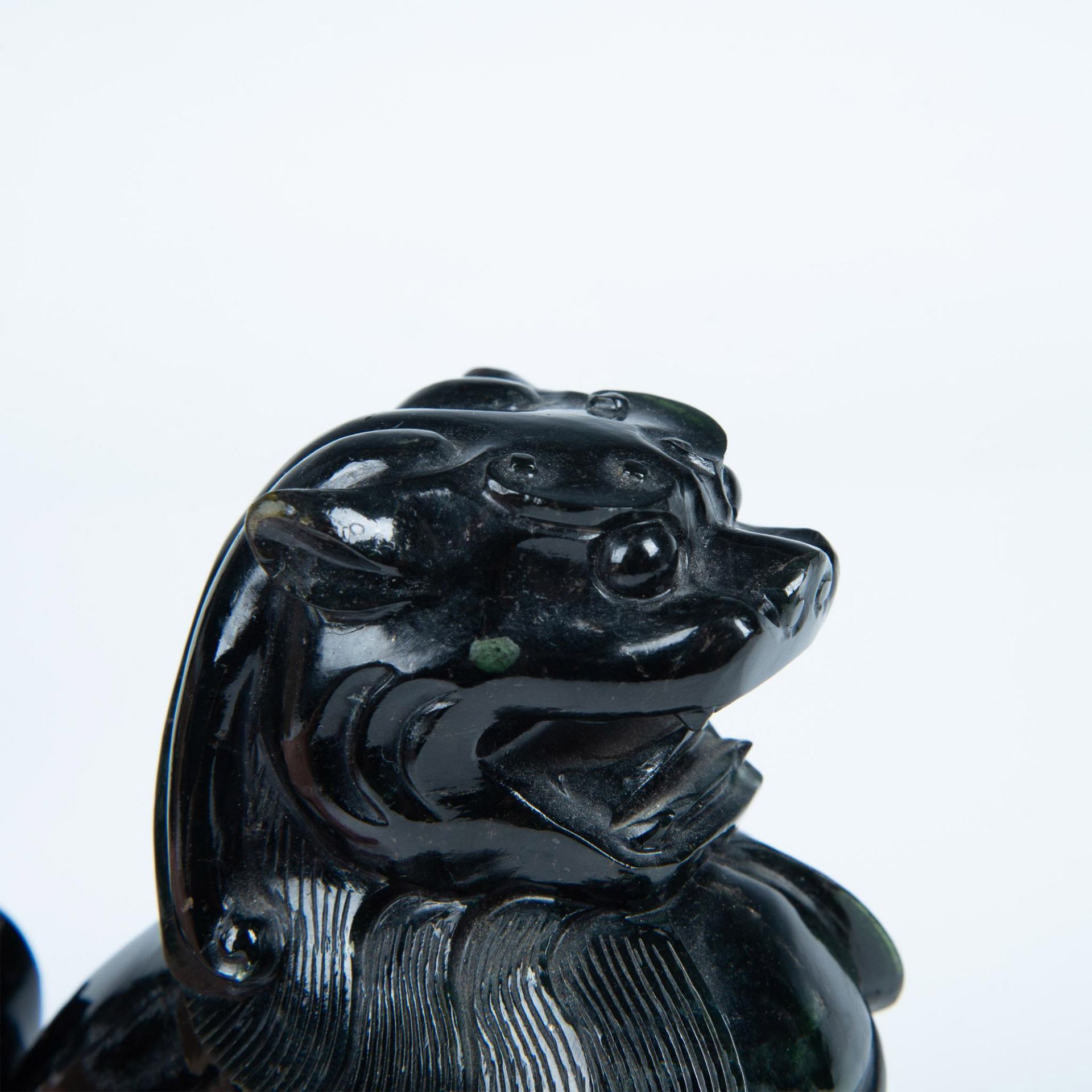 Pair of Chinese Carved Black Nephrite Jade Foo Dogs - Image 12 of 13