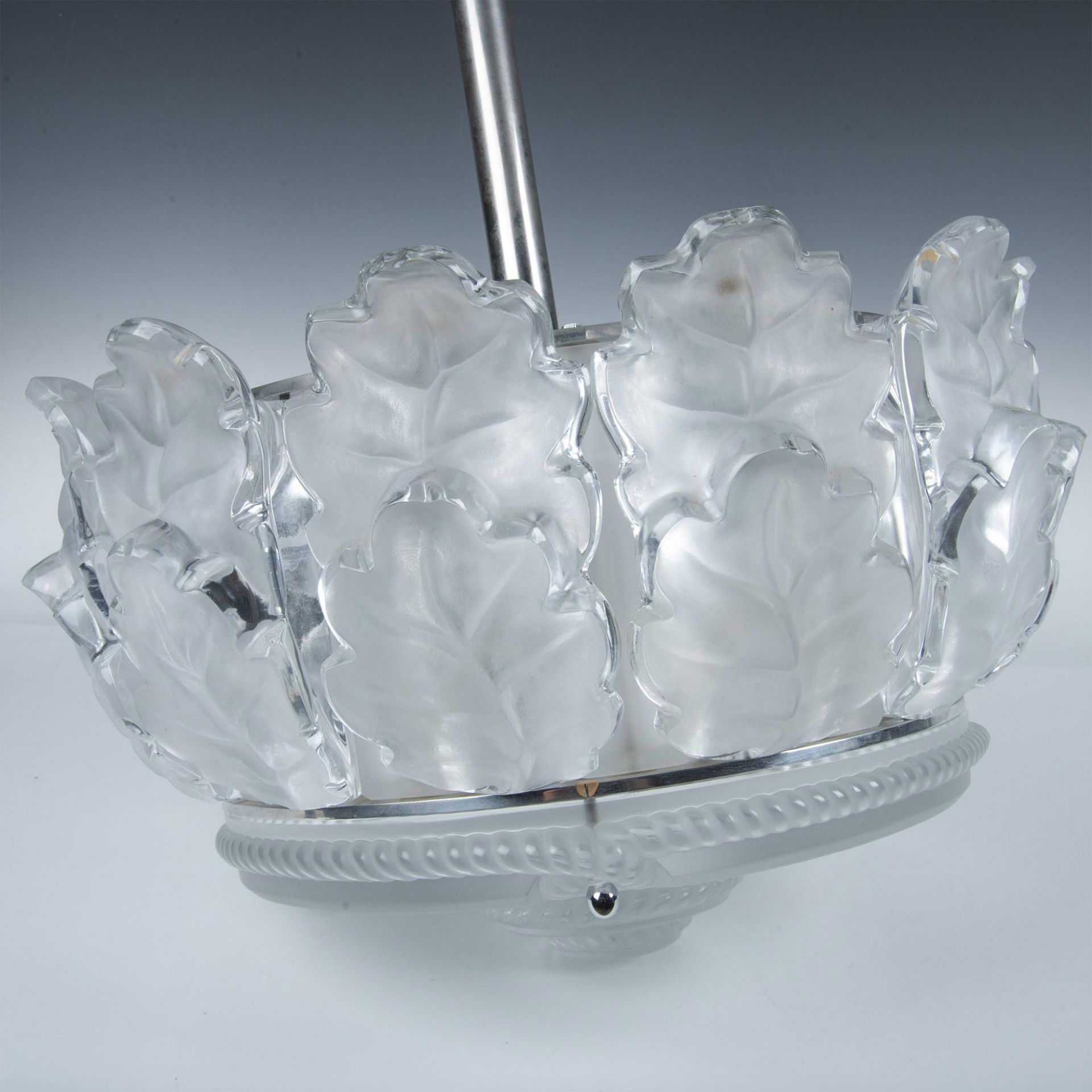 Lalique Large French Glass Chandelier, Lustre Chene - Image 3 of 12