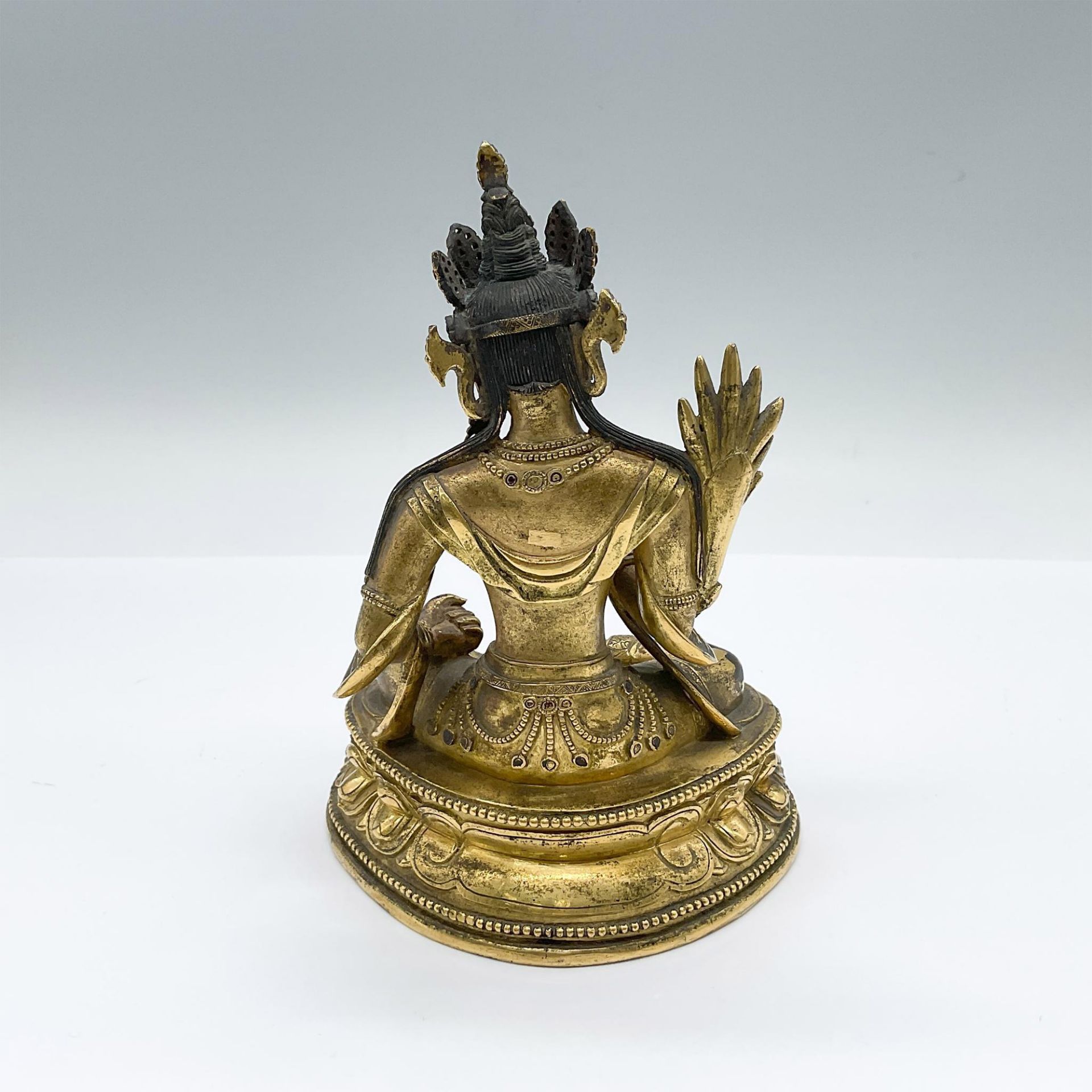 Tibetan Gilt Bronze Buddha Figurine - Image 2 of 3