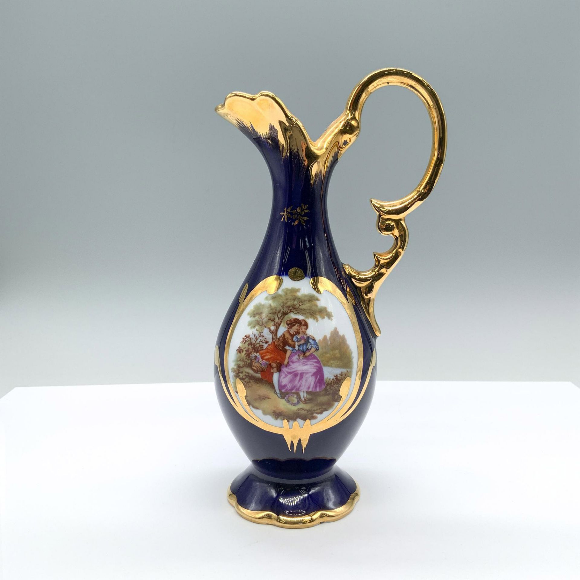 Limoges France Cobalt Blue Fragonard Pitcher