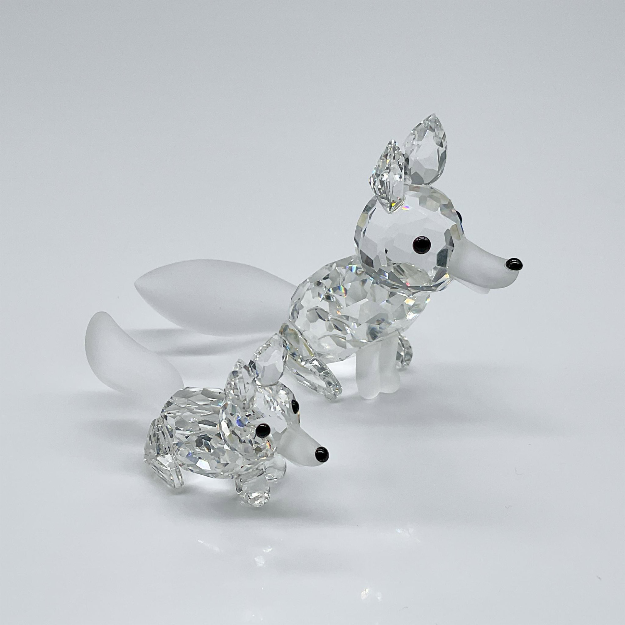 2pc Swarovski Silver Crystal Figurines, Foxes - Image 2 of 4