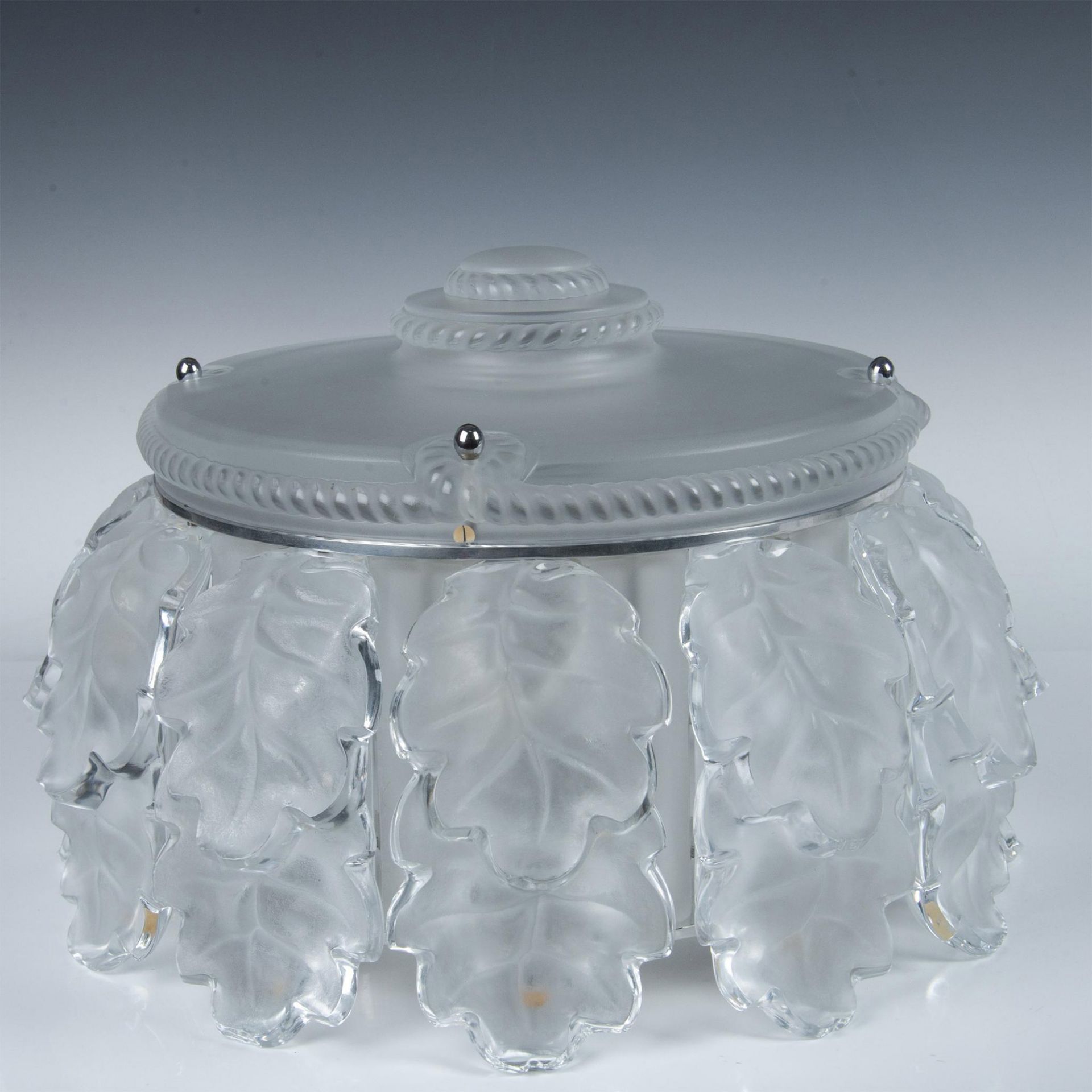 Lalique Large French Glass Chandelier, Lustre Chene - Image 7 of 12