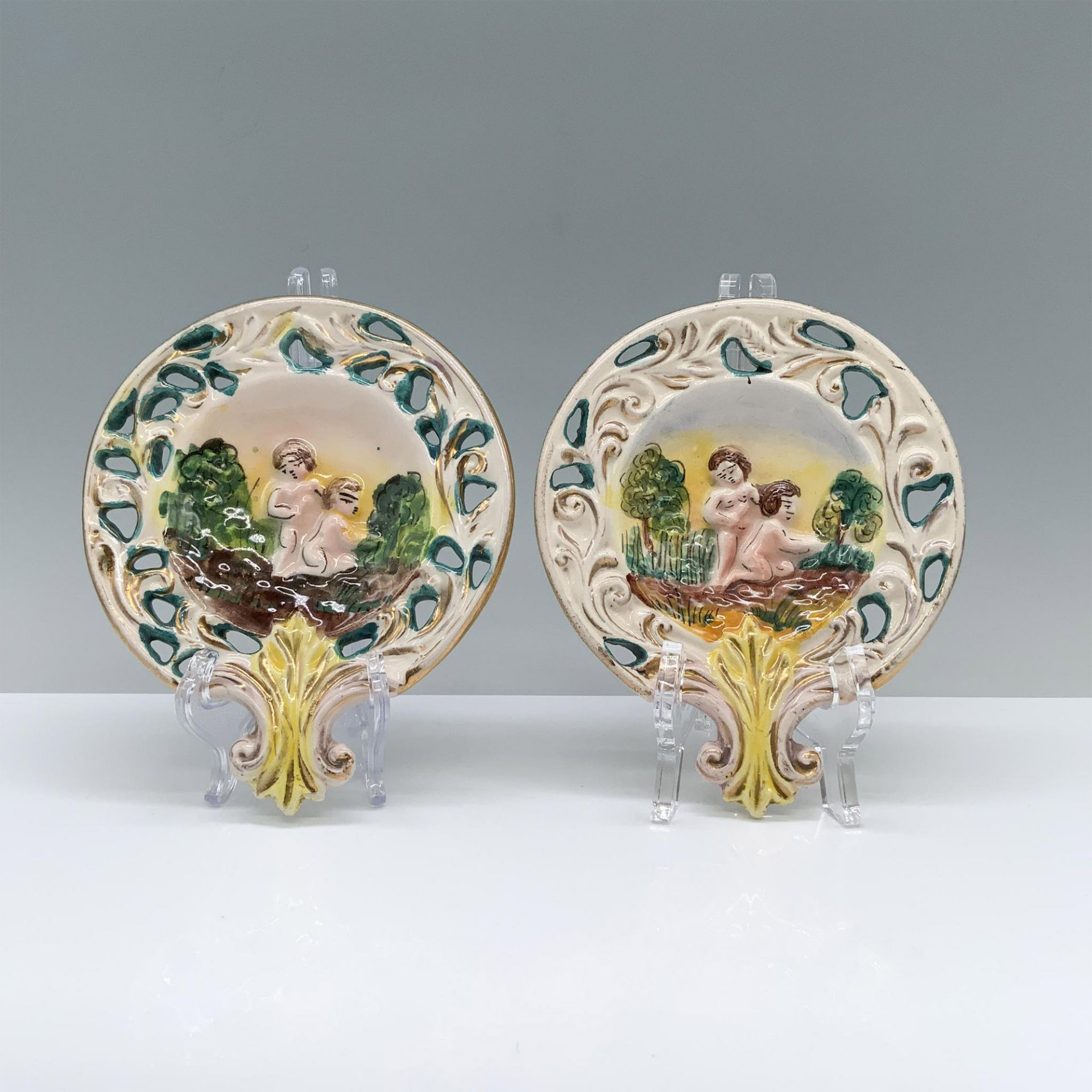 2pc Italian Capodimonte Style Dishes - Image 2 of 3