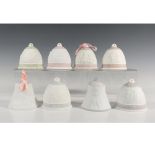 8pc Lladro Porcelain Holiday Christmas Ornament Bells