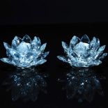 2pc Swarovski Crystal Candleholders, Waterlily, Medium