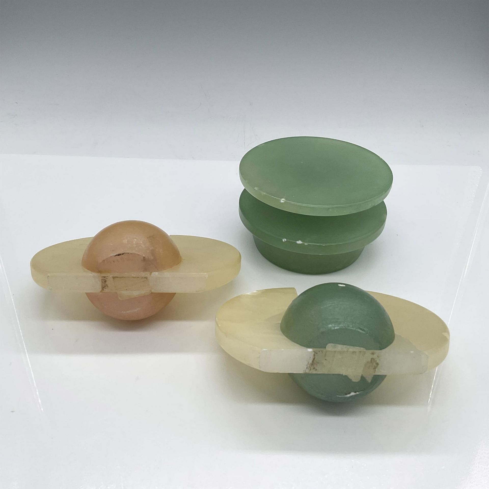 6pcs Alabaster Vanity Set and Candle Holders - Image 3 of 6