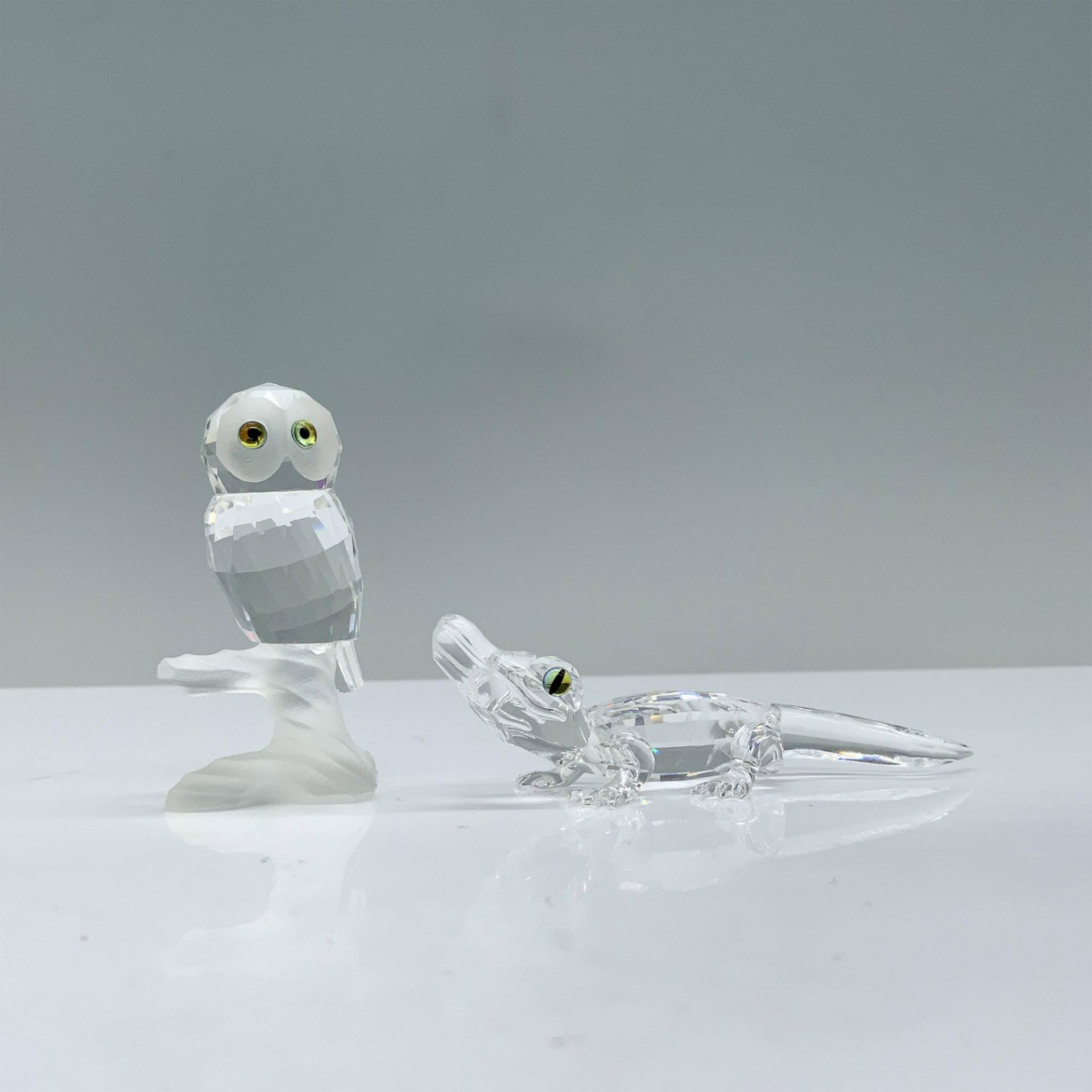 2pc Swarovski Crystal Figures, Alligator 221629, Owl 119442