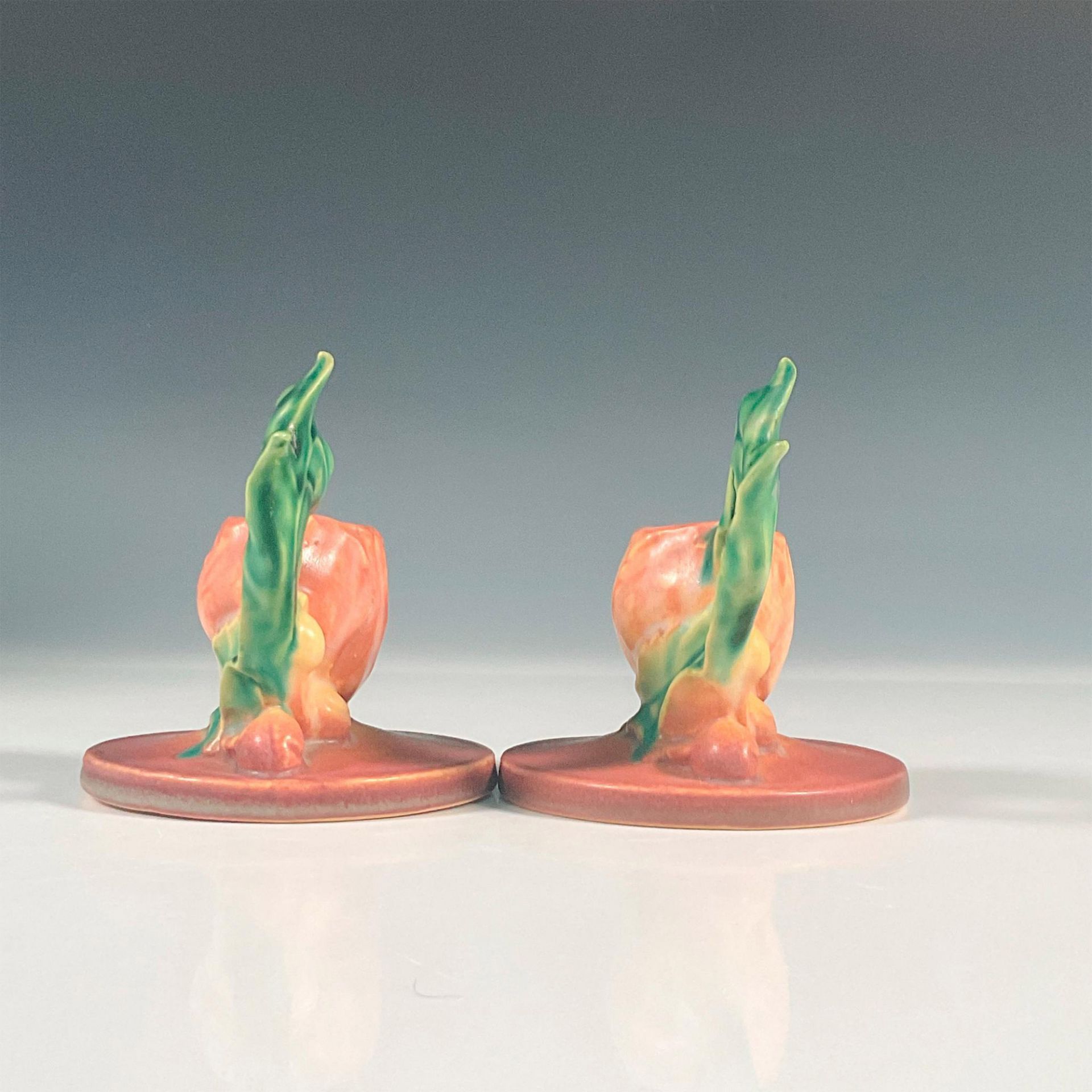 Pair of Roseville Pottery Candle Holders, Poppy - Image 3 of 6