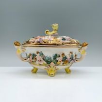 Capodimonte Porcelain Handled Serving Dish and Lid