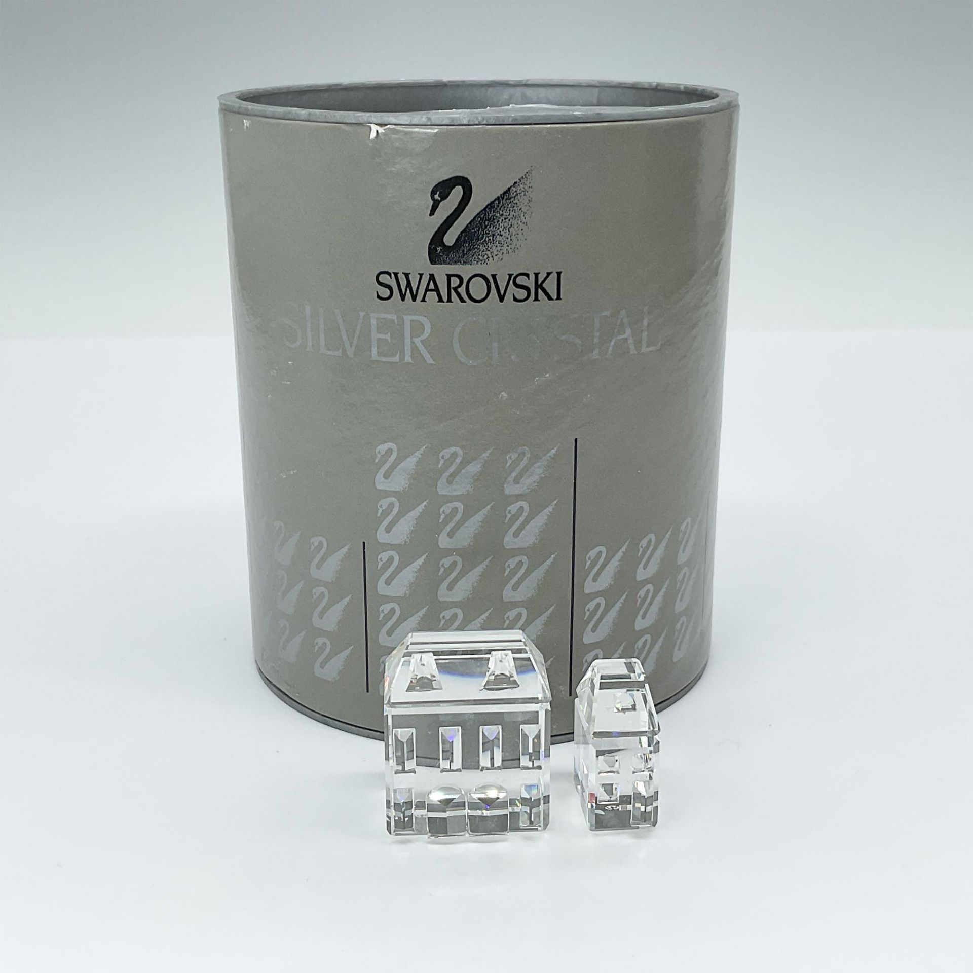 2pc Swarovski Silver Crystal Figurines, City Houses - Image 4 of 4