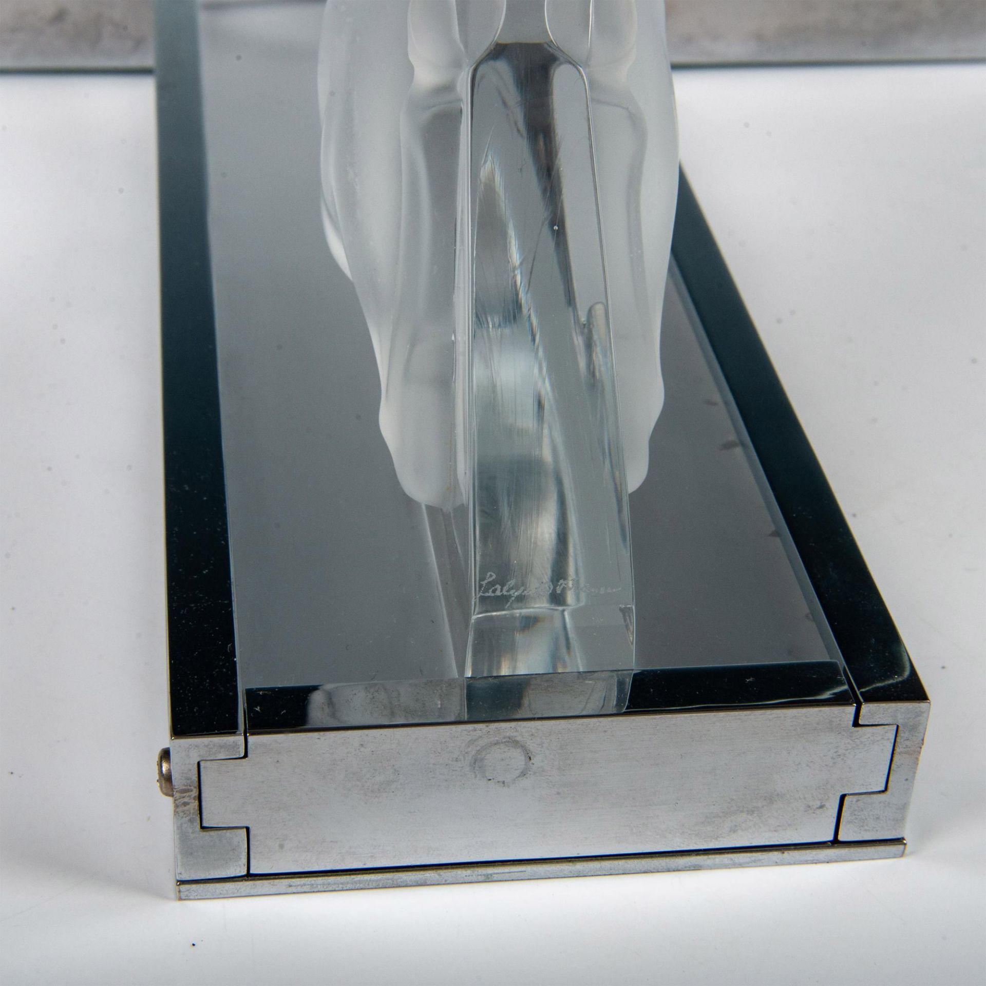 Lalique French Glass and Chrome Wall Console, Cerf - Image 4 of 11