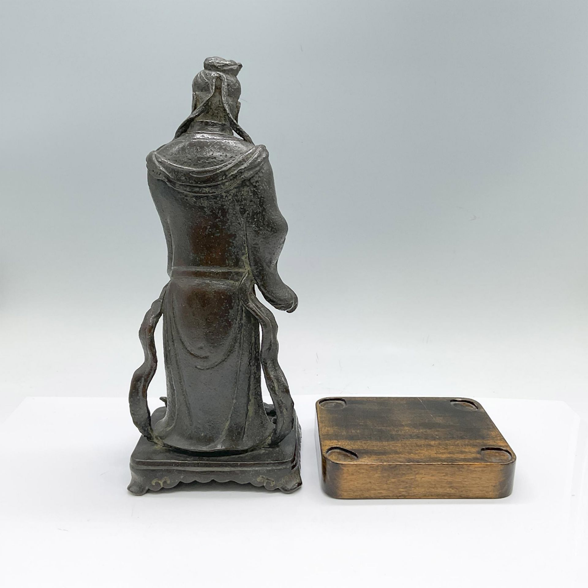 Antique Chinese Bronze Figurine with Base - Image 2 of 3