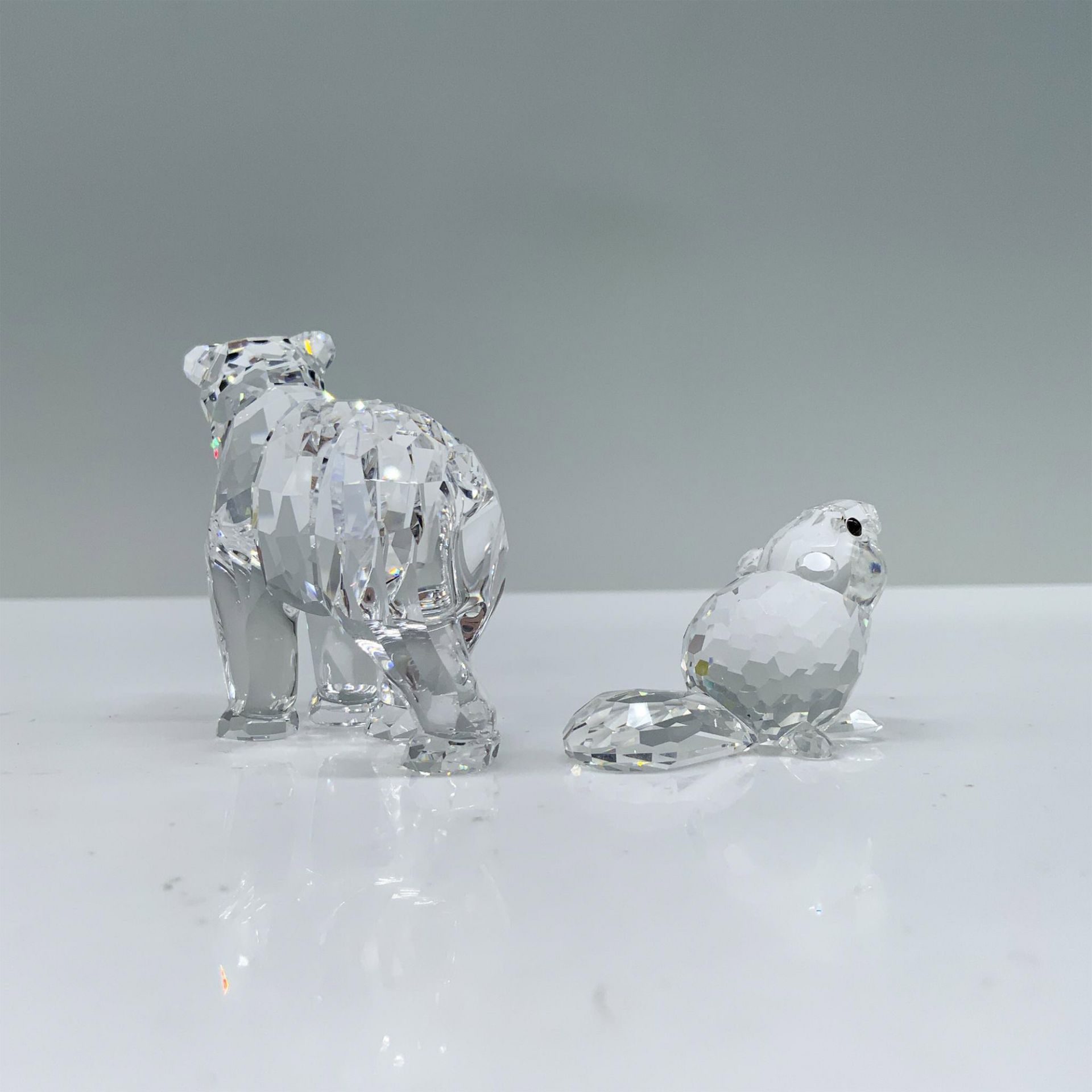 2pc Swarovski Crystal Figurines, Polar Bear and Beaver - Image 2 of 3