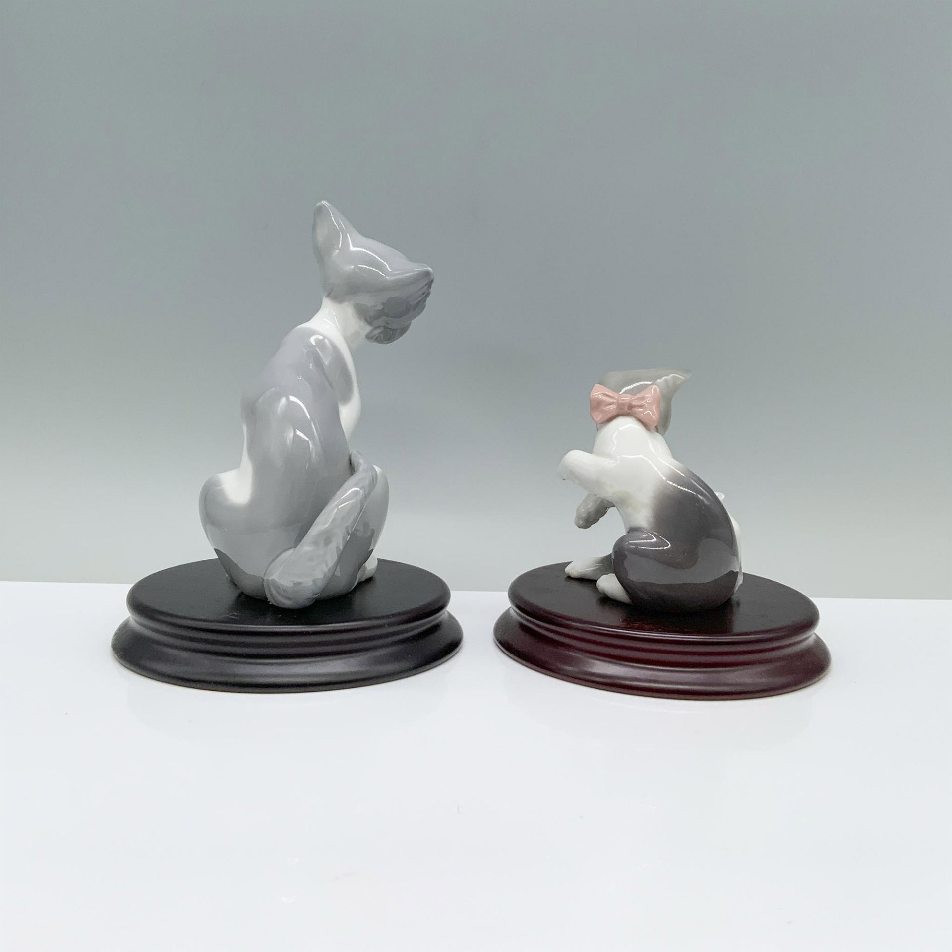 2pc Lladro Porcelain Figurines with Base, Cat, Cat and Mouse - Bild 2 aus 4