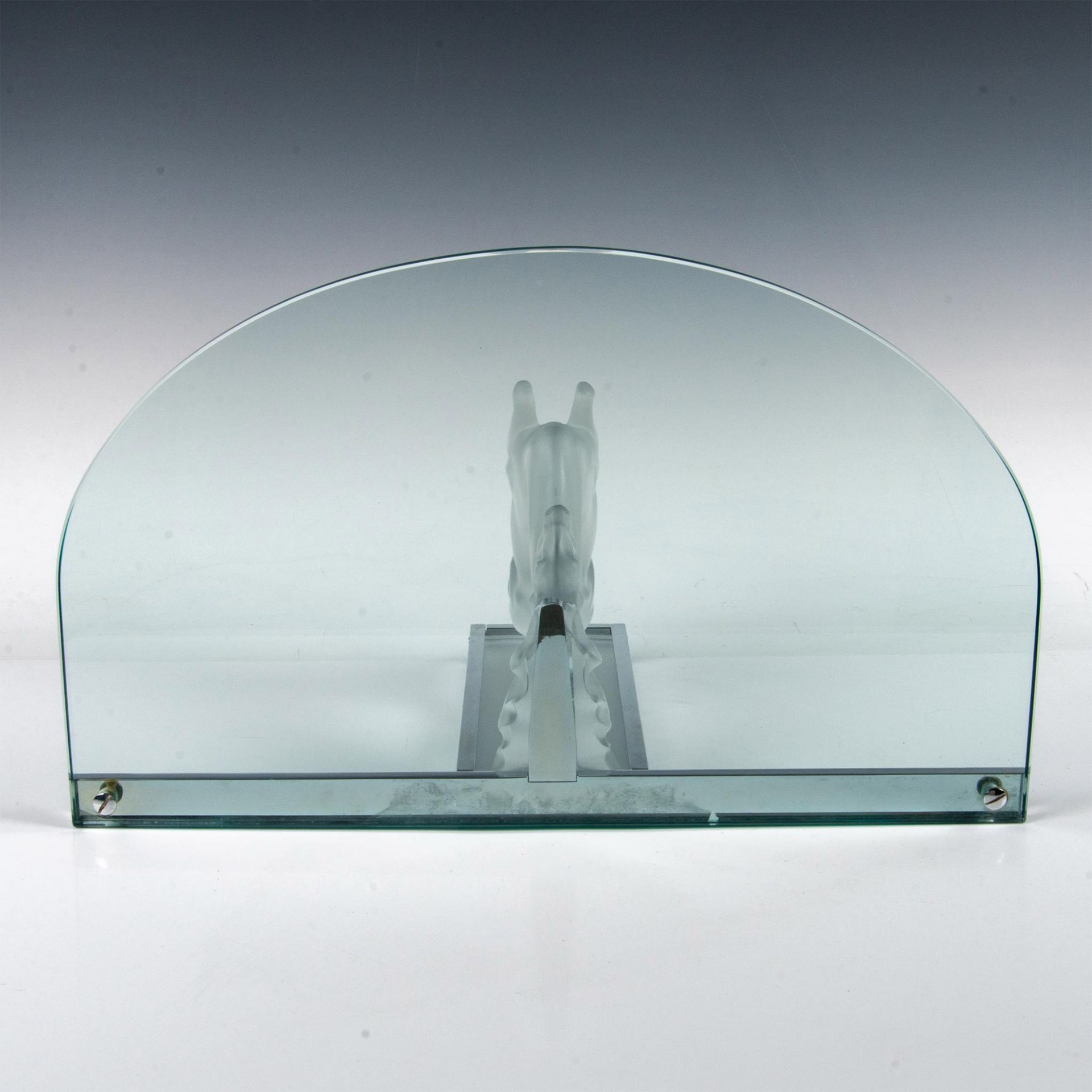 Lalique French Glass and Chrome Wall Console, Cerf - Image 8 of 11