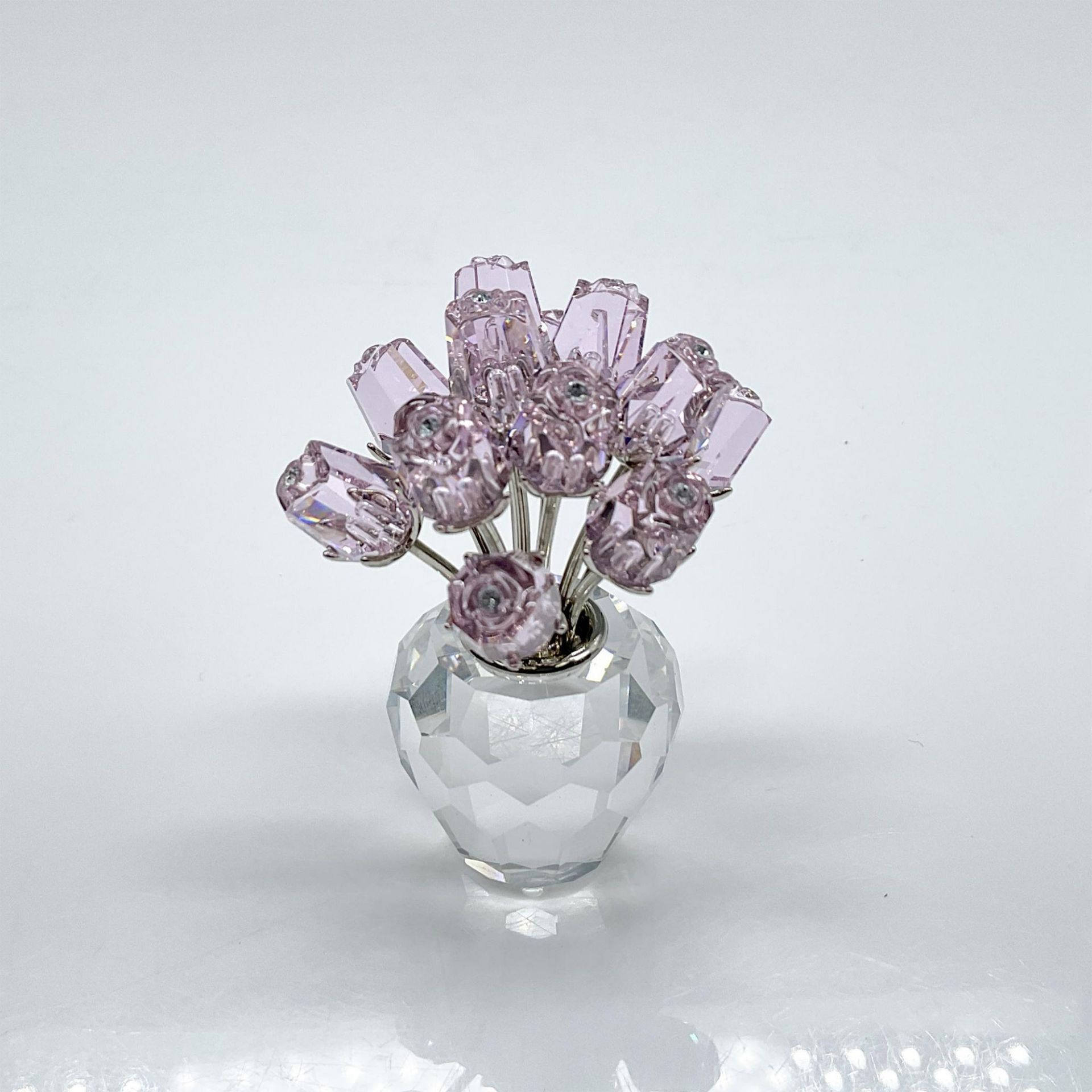 Swarovski Crystal Figurine, Pink Roses, Rhodium Stems - Image 2 of 4