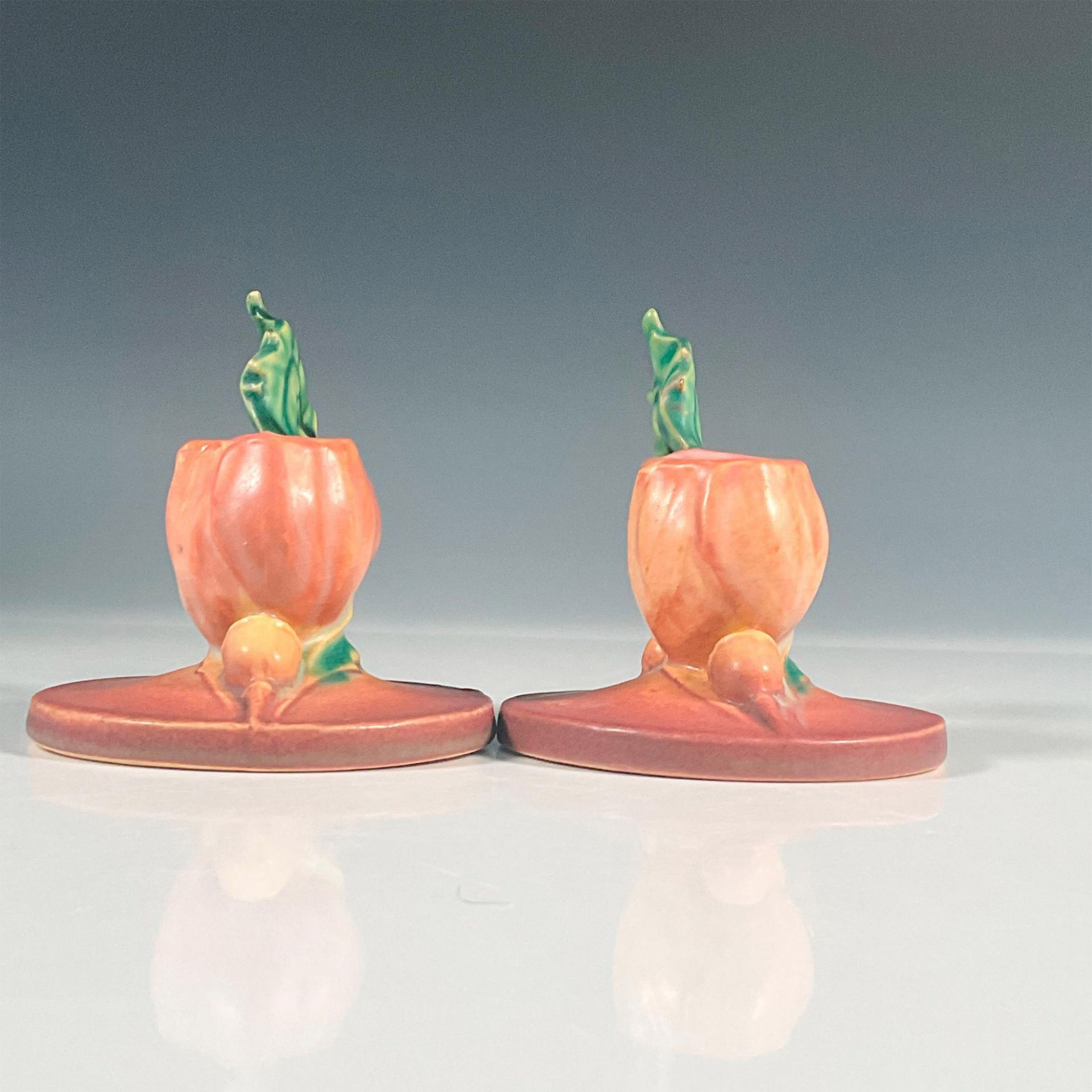 Pair of Roseville Pottery Candle Holders, Poppy - Image 4 of 6