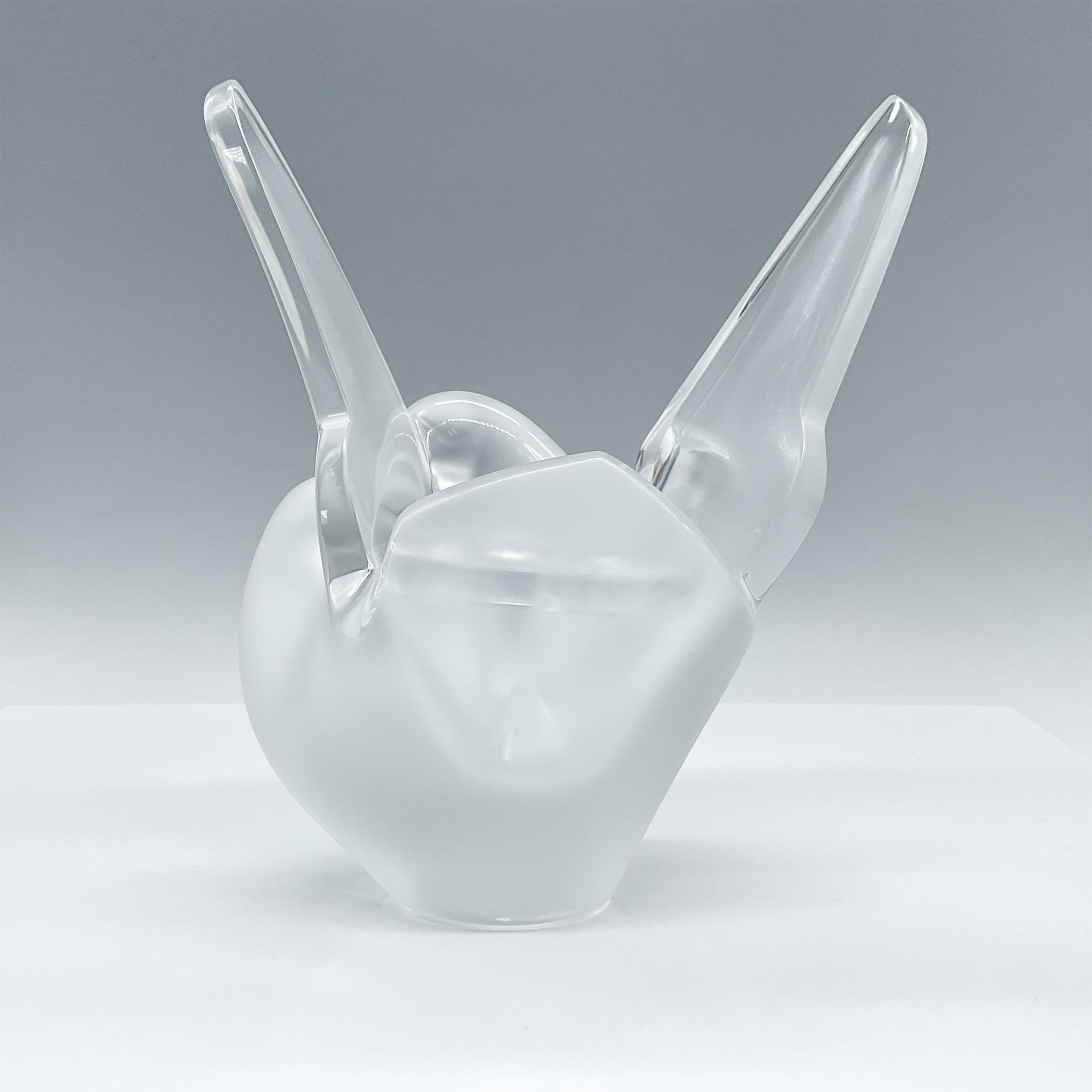 Lalique Crystal Flower Vase with Frog, Dove Pair, Sylvie - Image 2 of 4