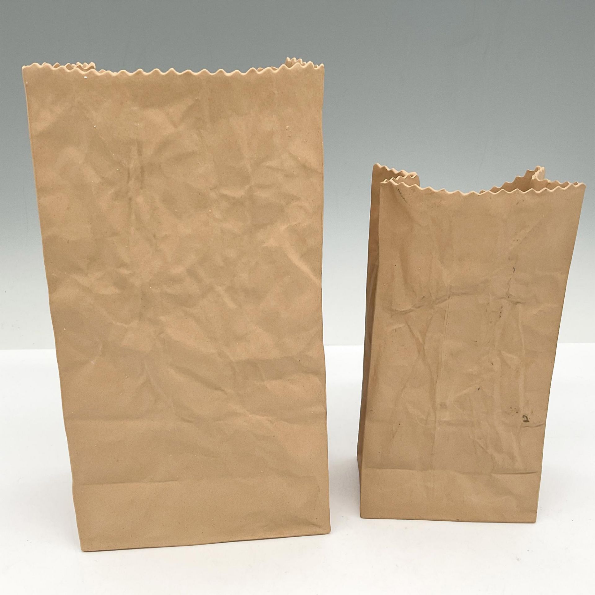 2pc Michel Harvey Ceramic Sculpture, Paper Bags - Image 3 of 4