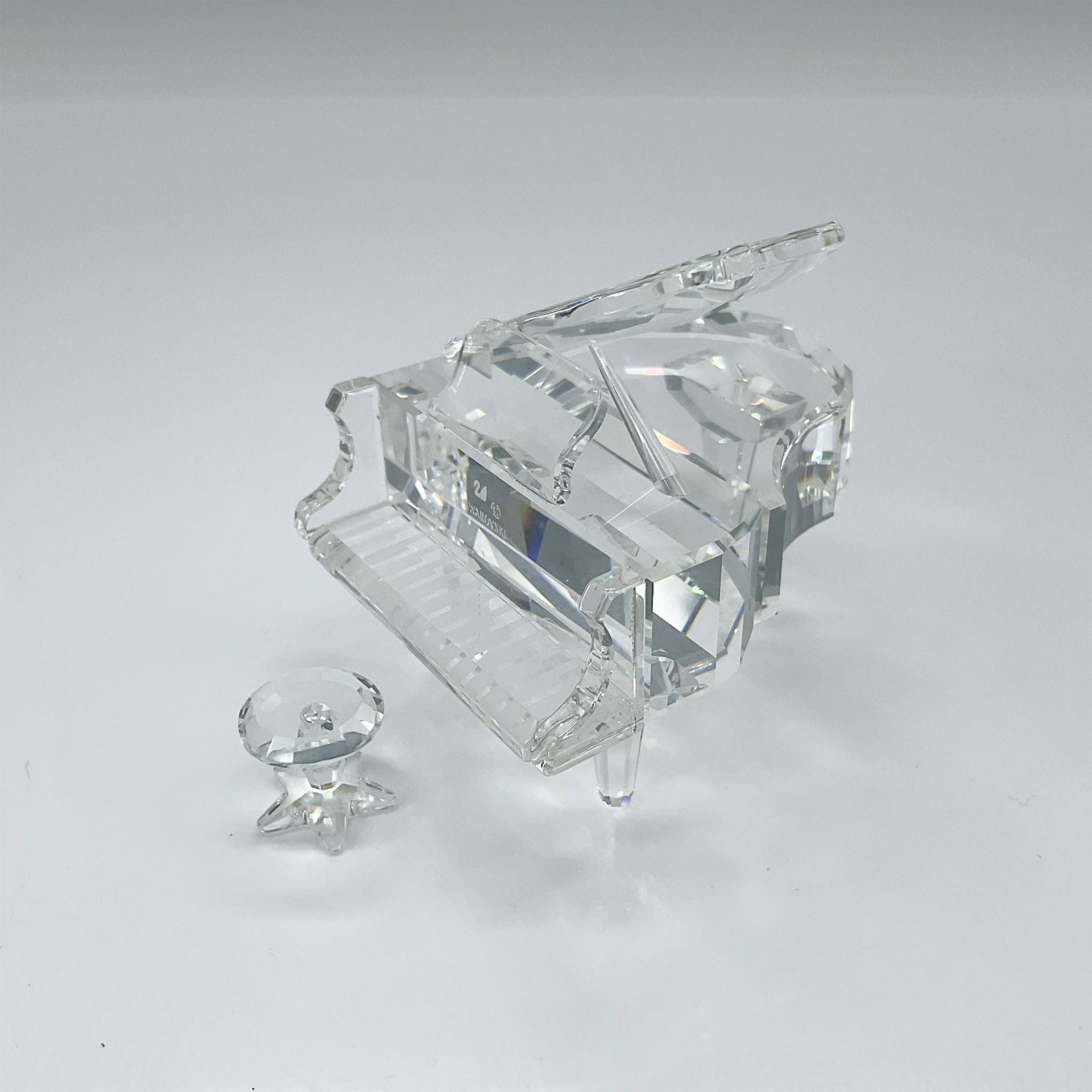 2pc Swarovski Silver Crystal Figurines, Grand Piano & Stool - Image 2 of 4