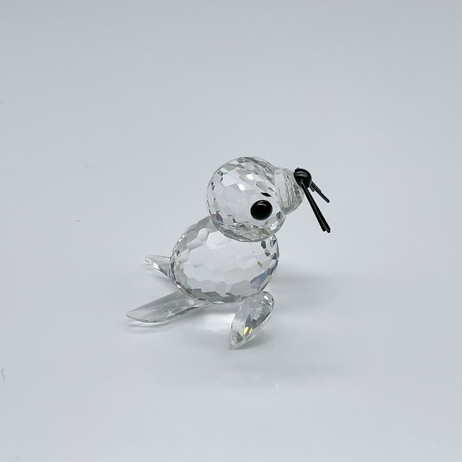 Swarovski Silver Crystal Figurine Baby Seal w/Black Whiskers