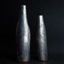 2pc Modern Metal Vases