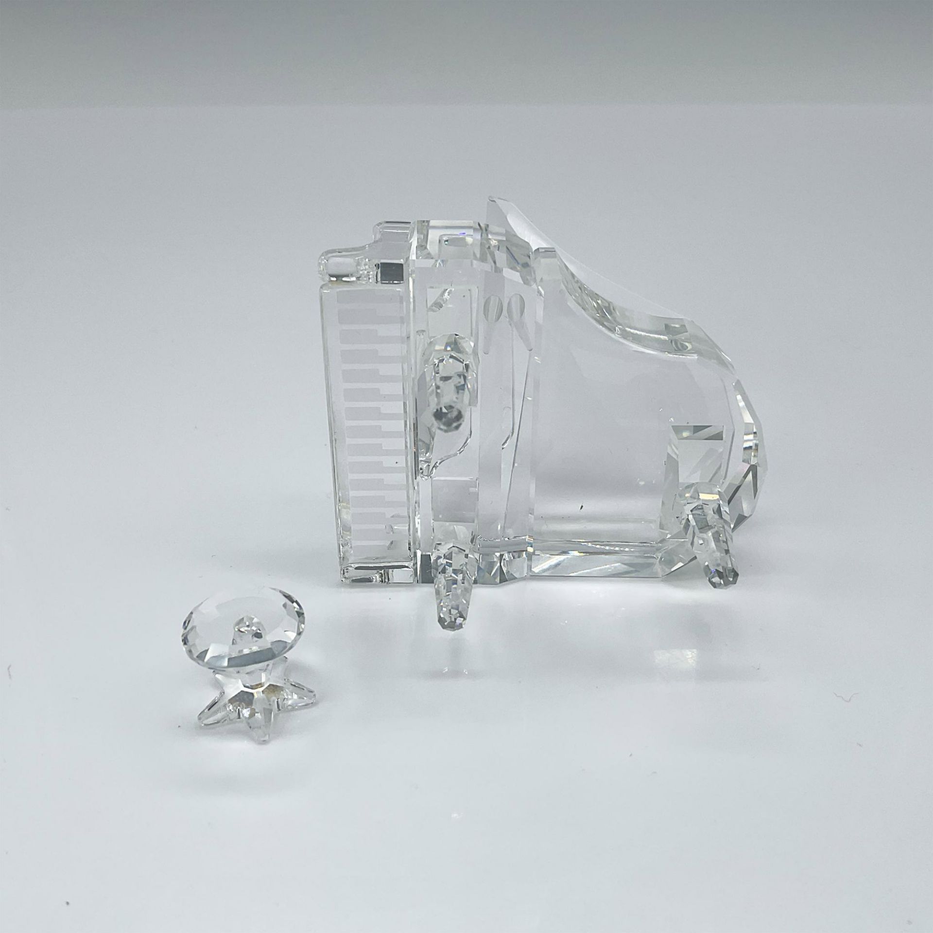 2pc Swarovski Silver Crystal Figurines, Grand Piano & Stool - Image 3 of 4