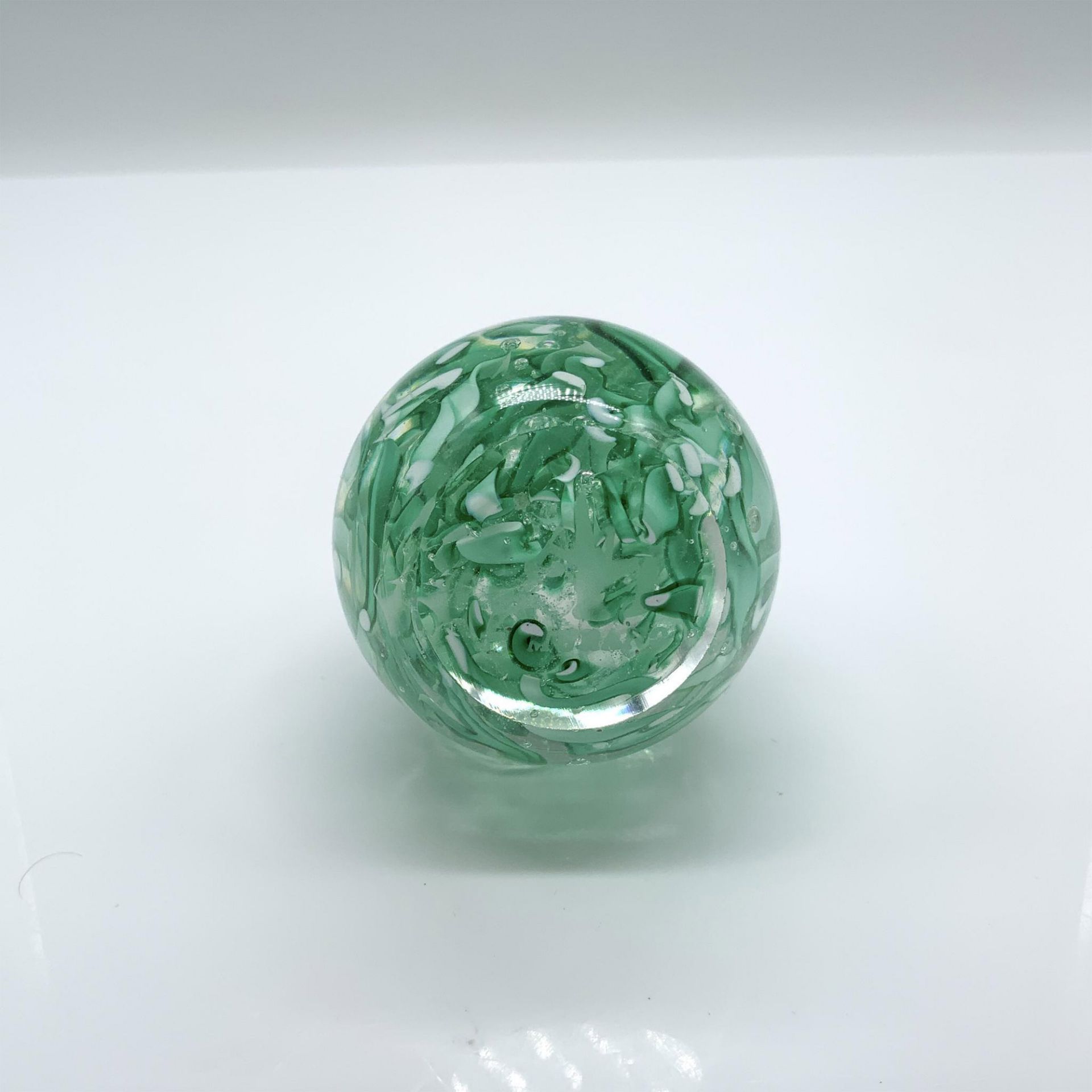 Murano Glass Turquoise Swirl Egg Paperweight, Signed - Bild 4 aus 4