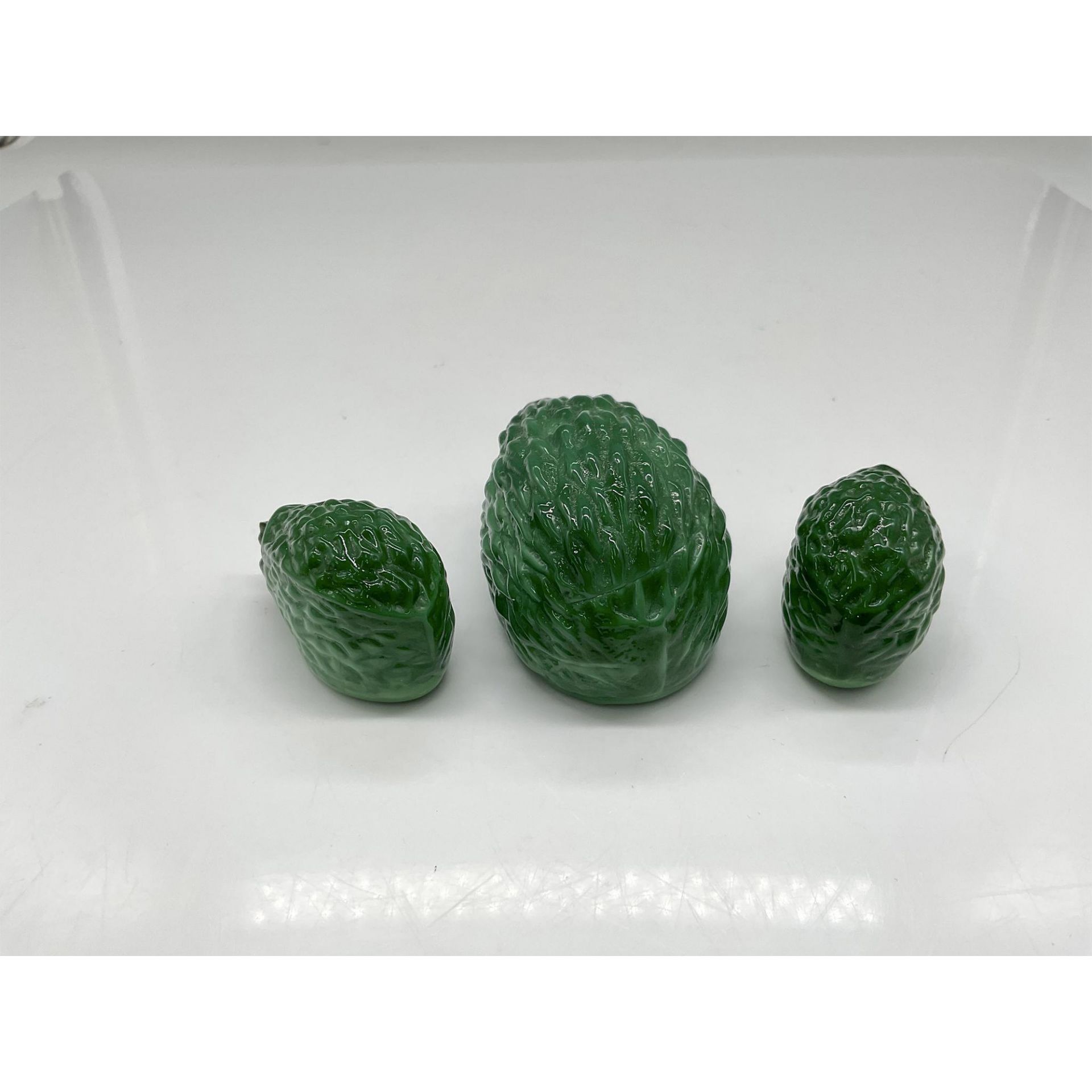 3pc Malachite Glass Hedgehog Family - Bild 2 aus 3