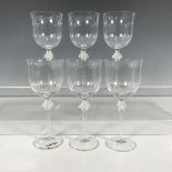 6pc Lalique Crystal Burgundy Wine Glasses, Roxane