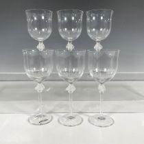 6pc Lalique Crystal Burgundy Wine Glasses, Roxane