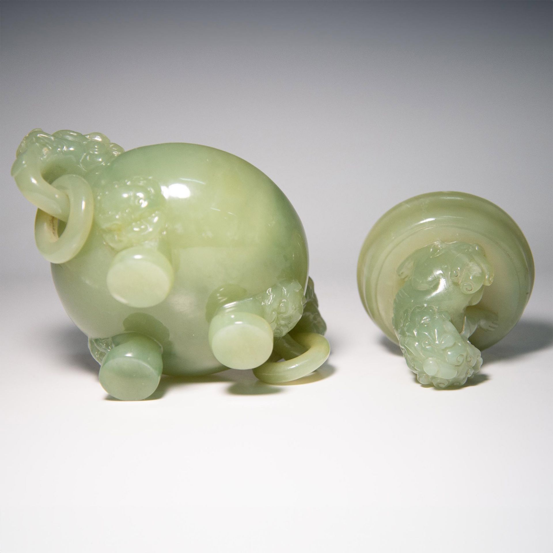 Carved Pale Green Nephrite Jade Incense Burner - Image 7 of 8